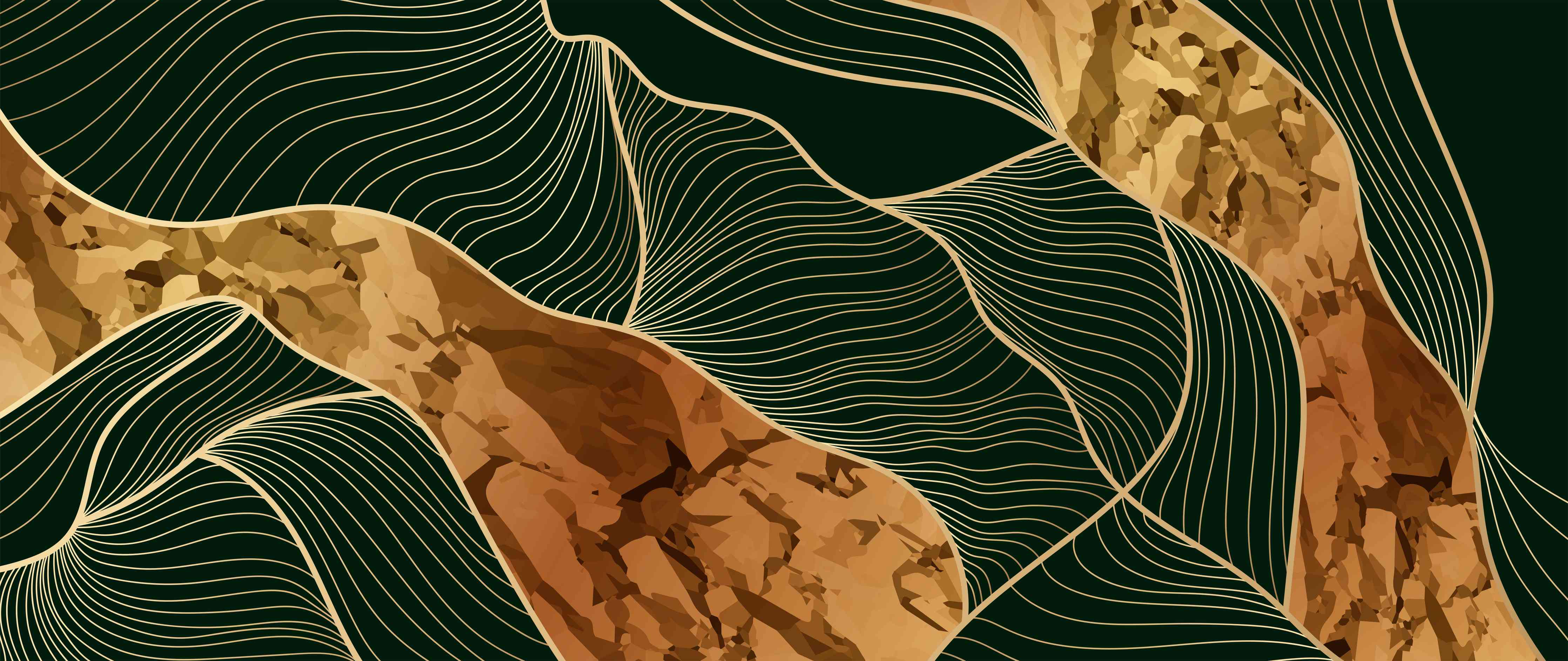 Babyzimmer Wandgestaltung-Abstrakte Goldbraun-Linien Kunst