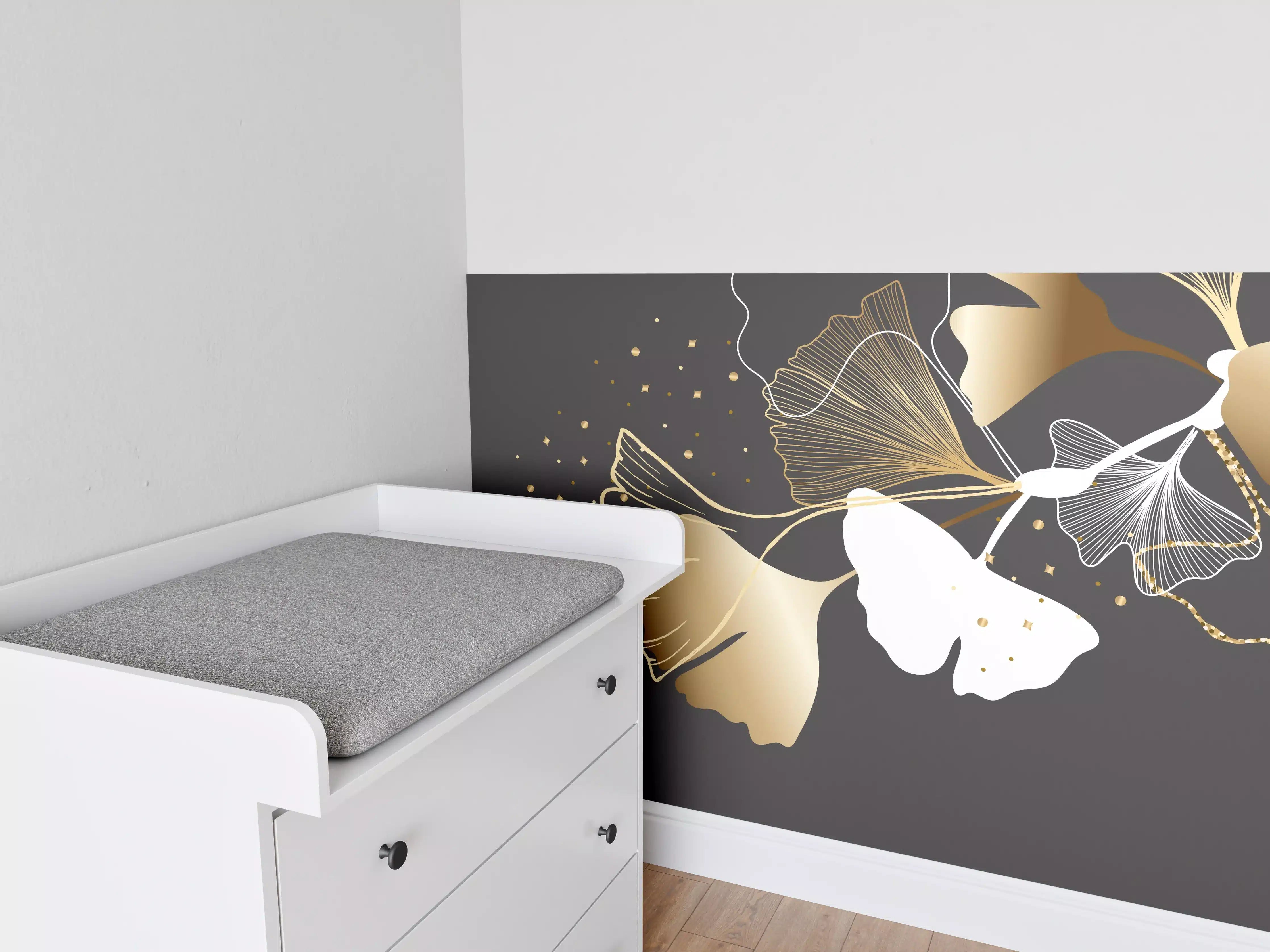 Babyzimmer Wandgestaltung - Abstrakte Goldene Schmetterlinge