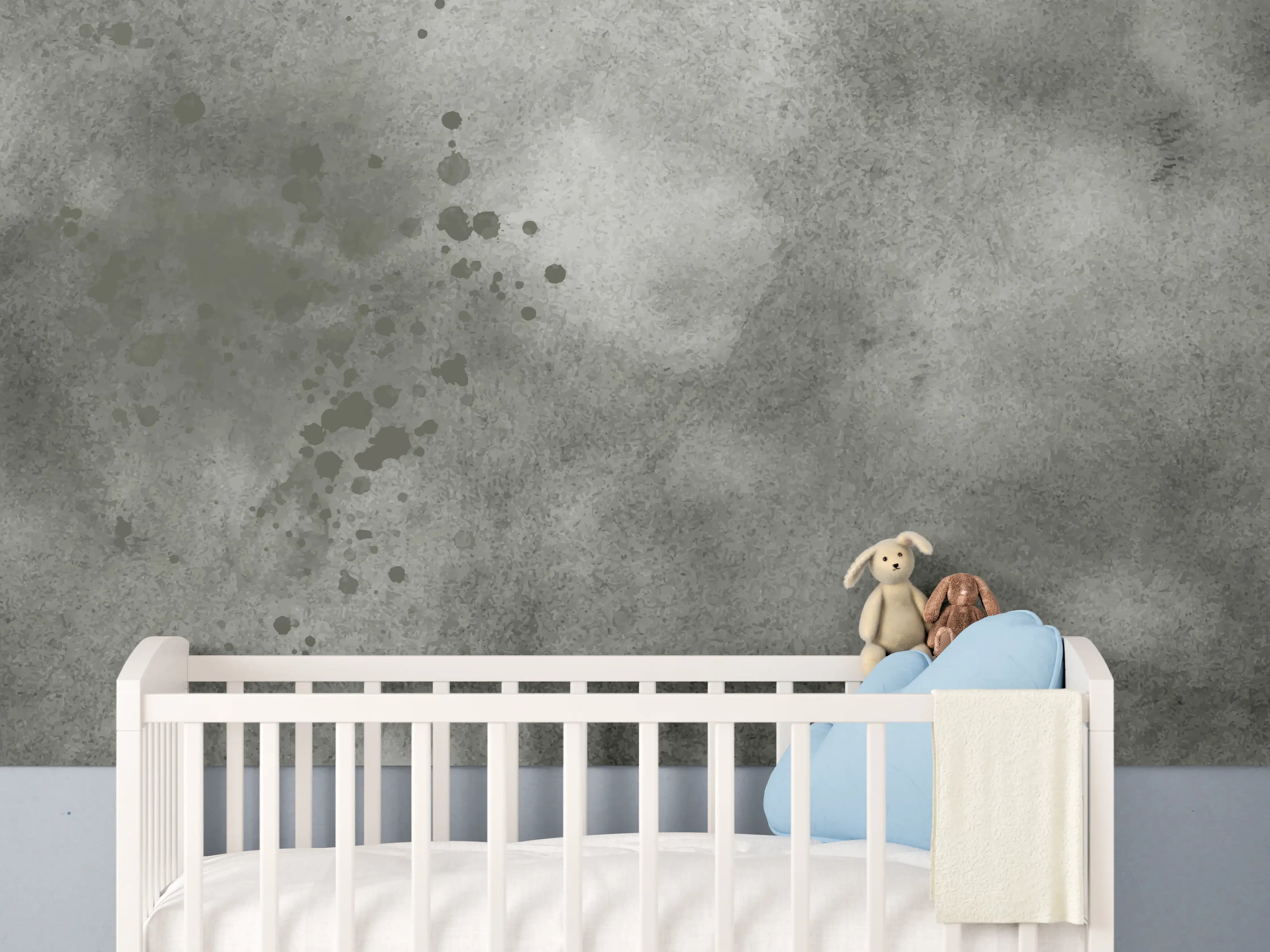 Babyzimmer Wandgestaltung - Abstrakte Grau-Schwarz Aquarelltextur