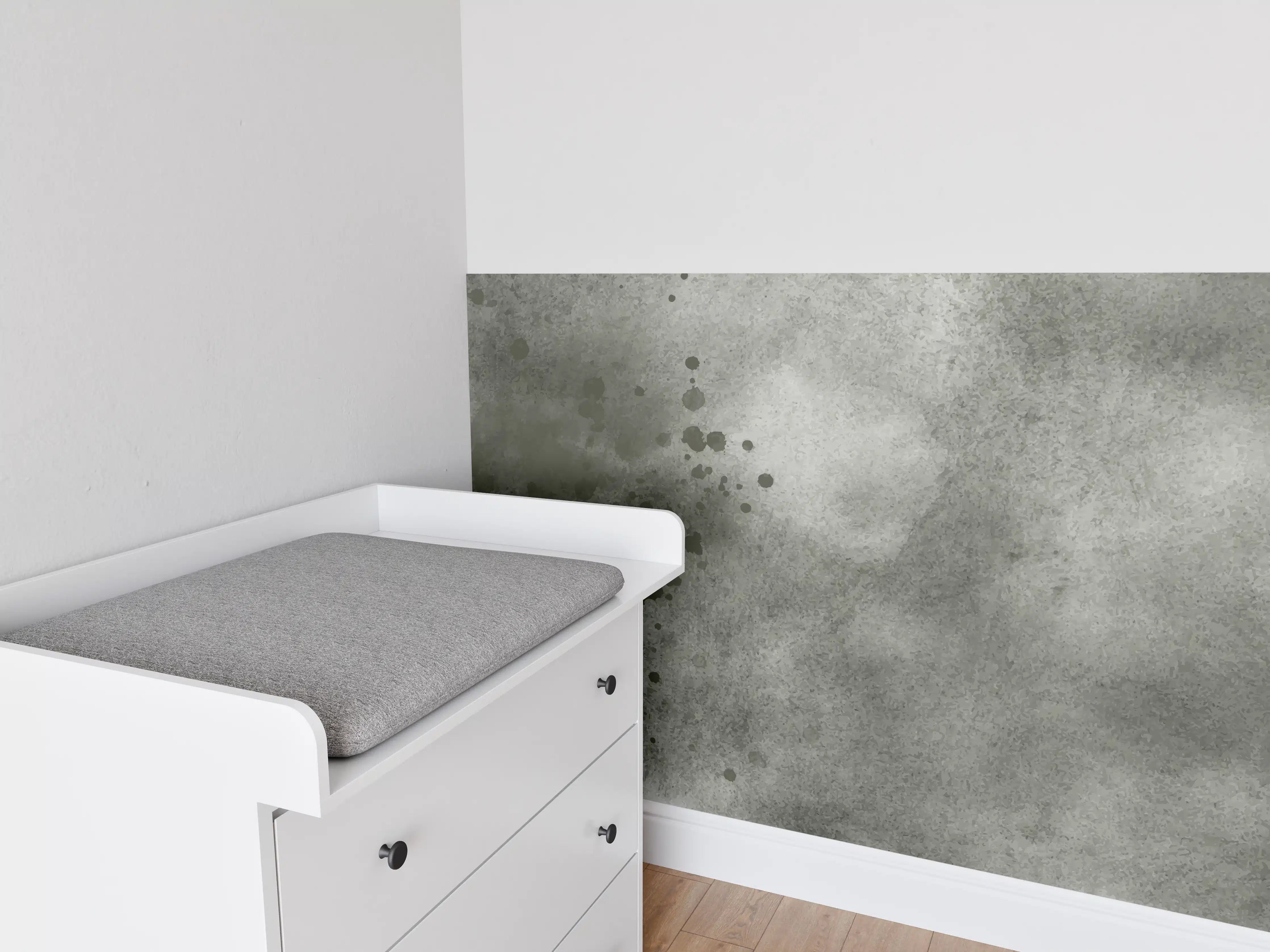 Babyzimmer Wandgestaltung - Abstrakte Grau-Schwarz Aquarelltextur
