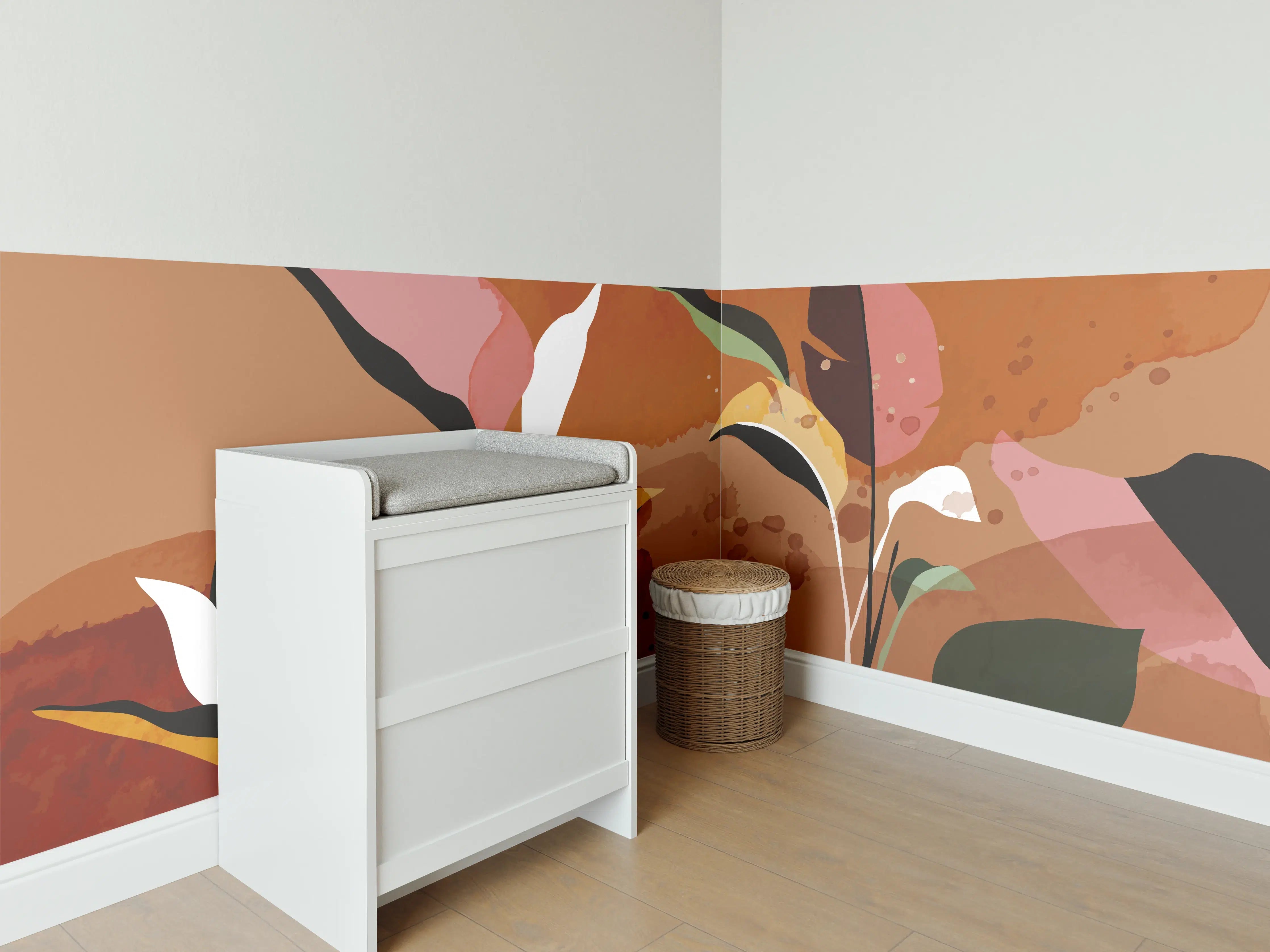 Babyzimmer Wandgestaltung - Abstrakte Herbstblatt-Komposition