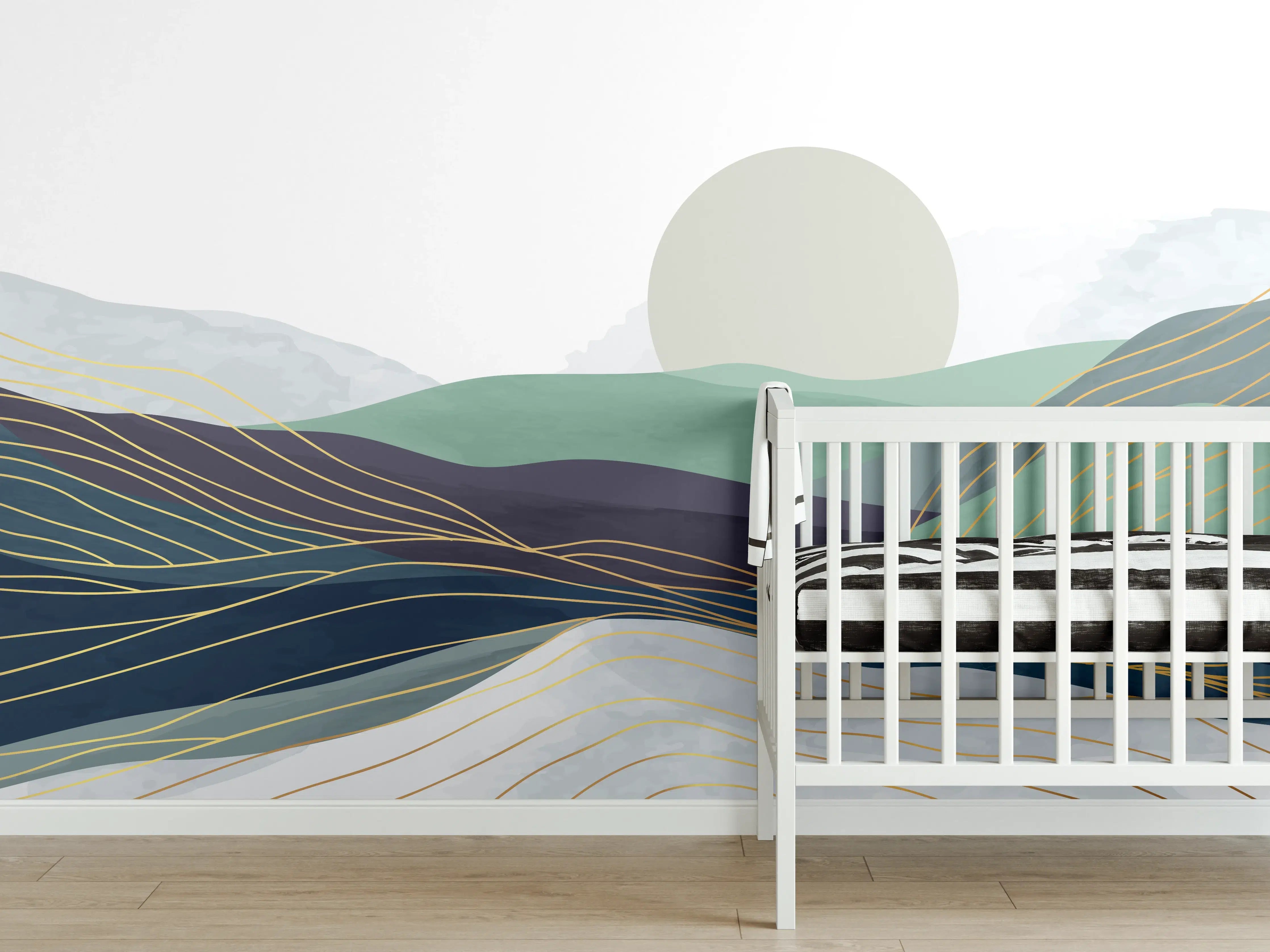 Babyzimmer Wandgestaltung - Abstrakte Hügellandschaft in Pastell