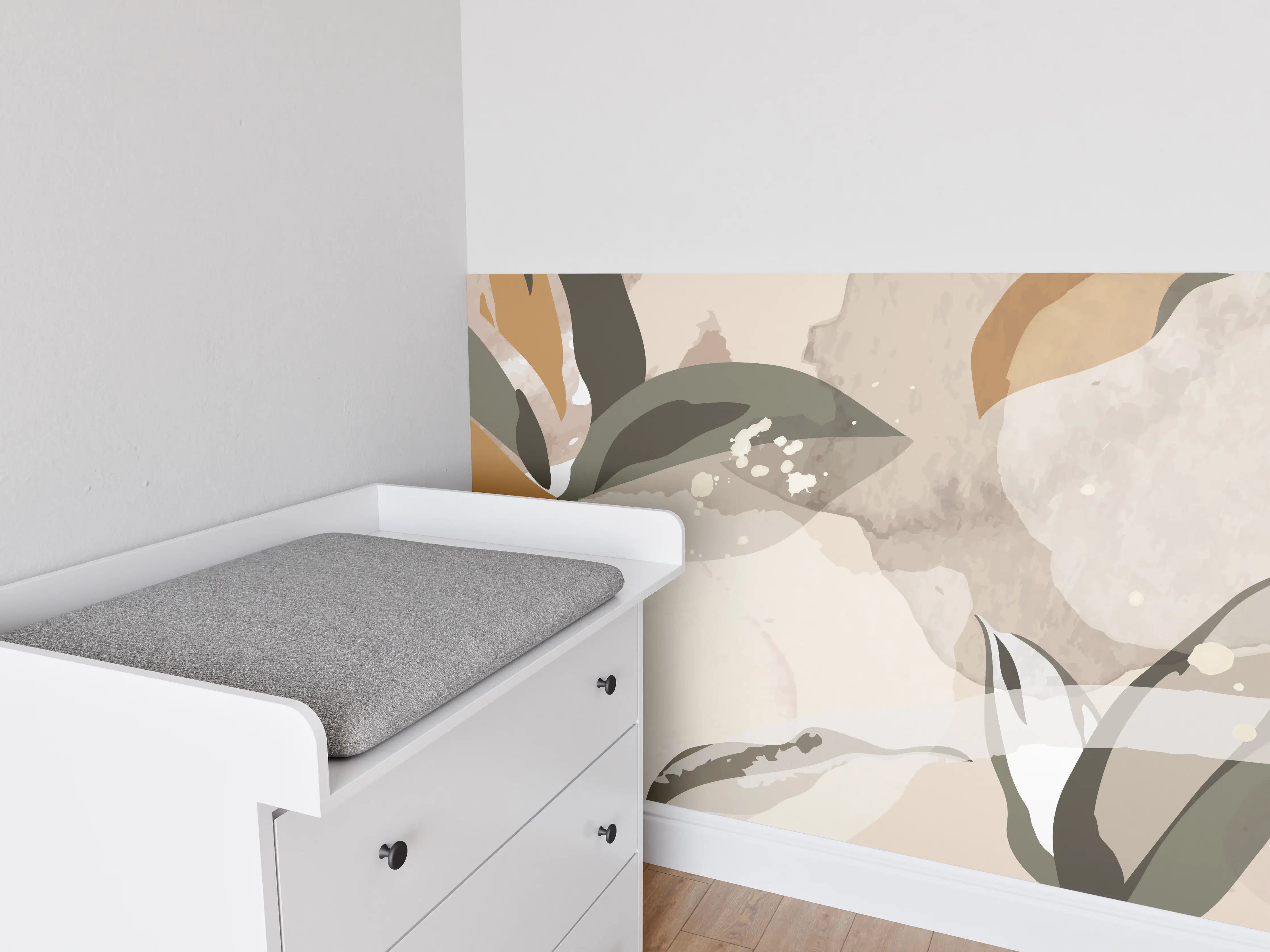 Babyzimmer Wandgestaltung - Abstrakte Kunst Beige Braun