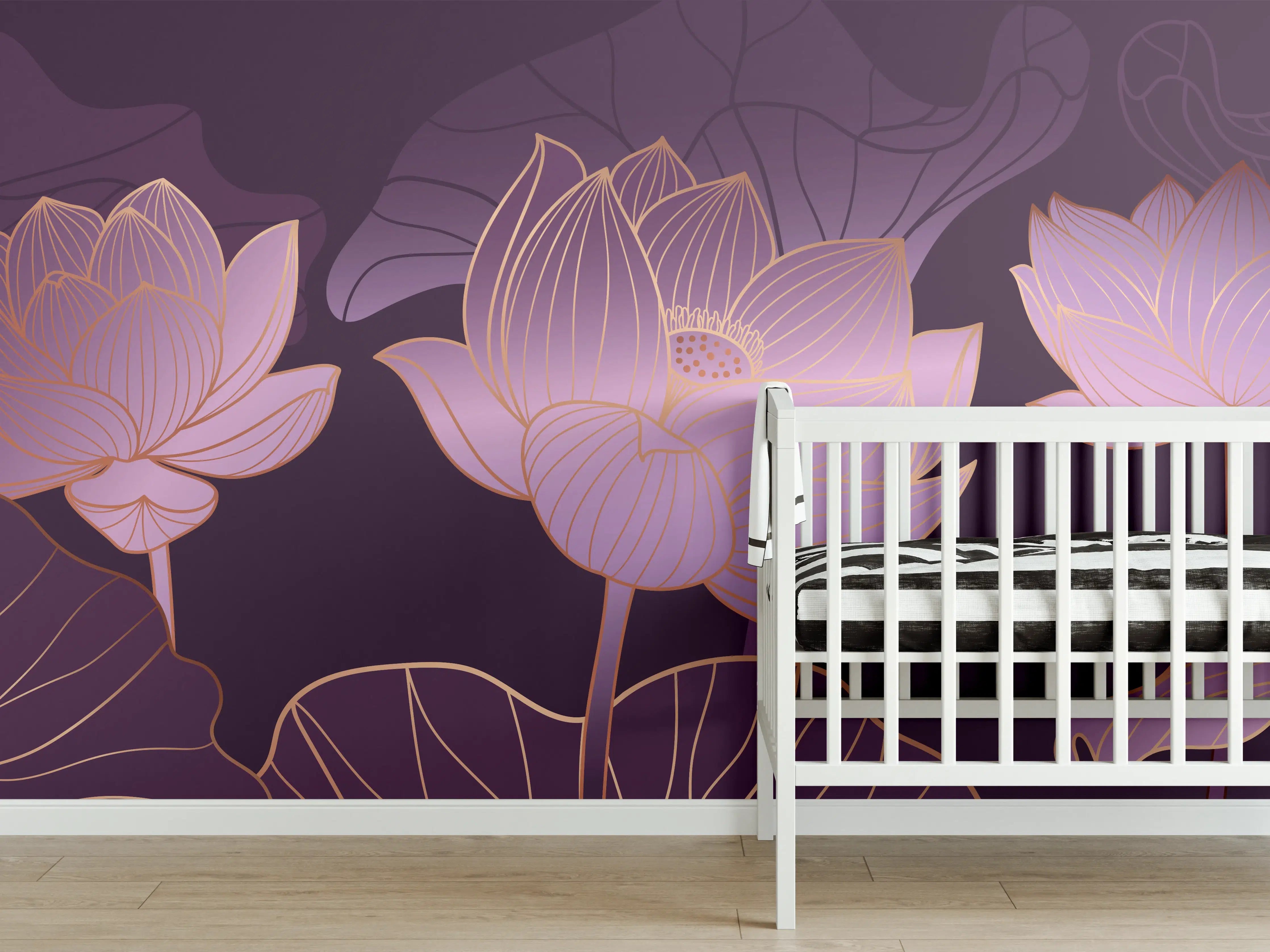 Babyzimmer Wandgestaltung - Abstrakte Lila Lotus Illustration
