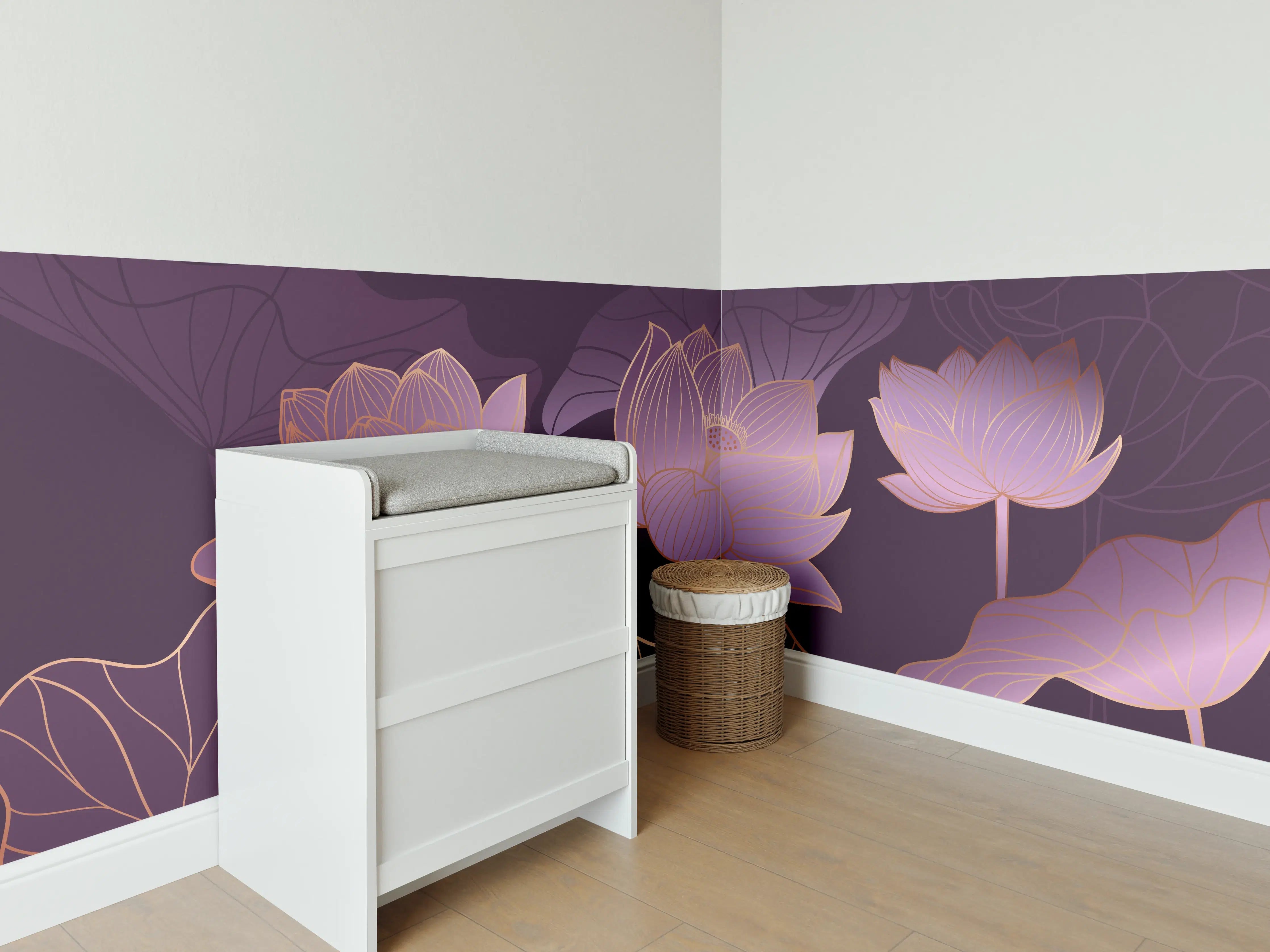 Babyzimmer Wandgestaltung - Abstrakte Lila Lotus Illustration