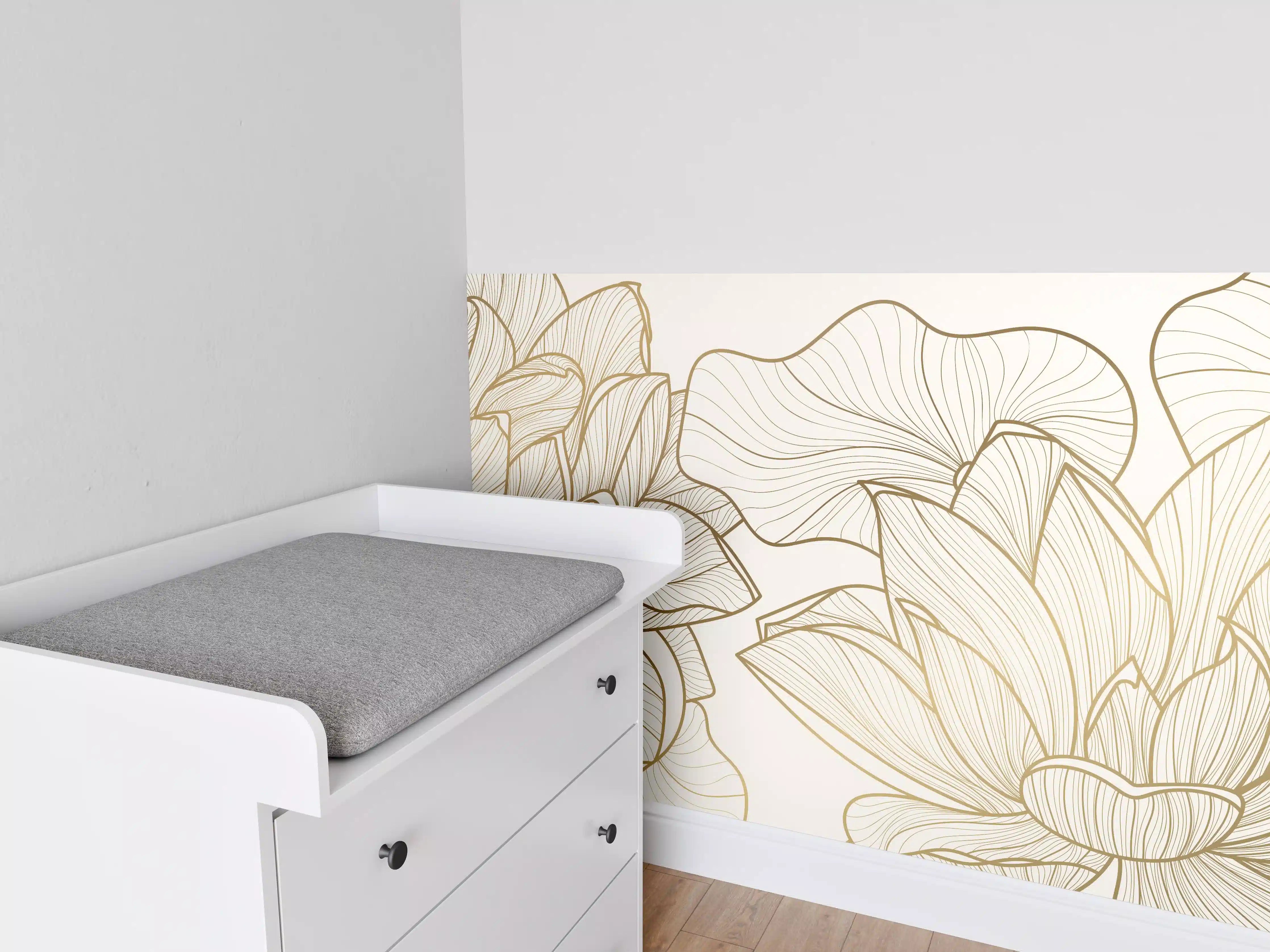 Babyzimmer Wandgestaltung - Abstrakte Linien Blumenillustration