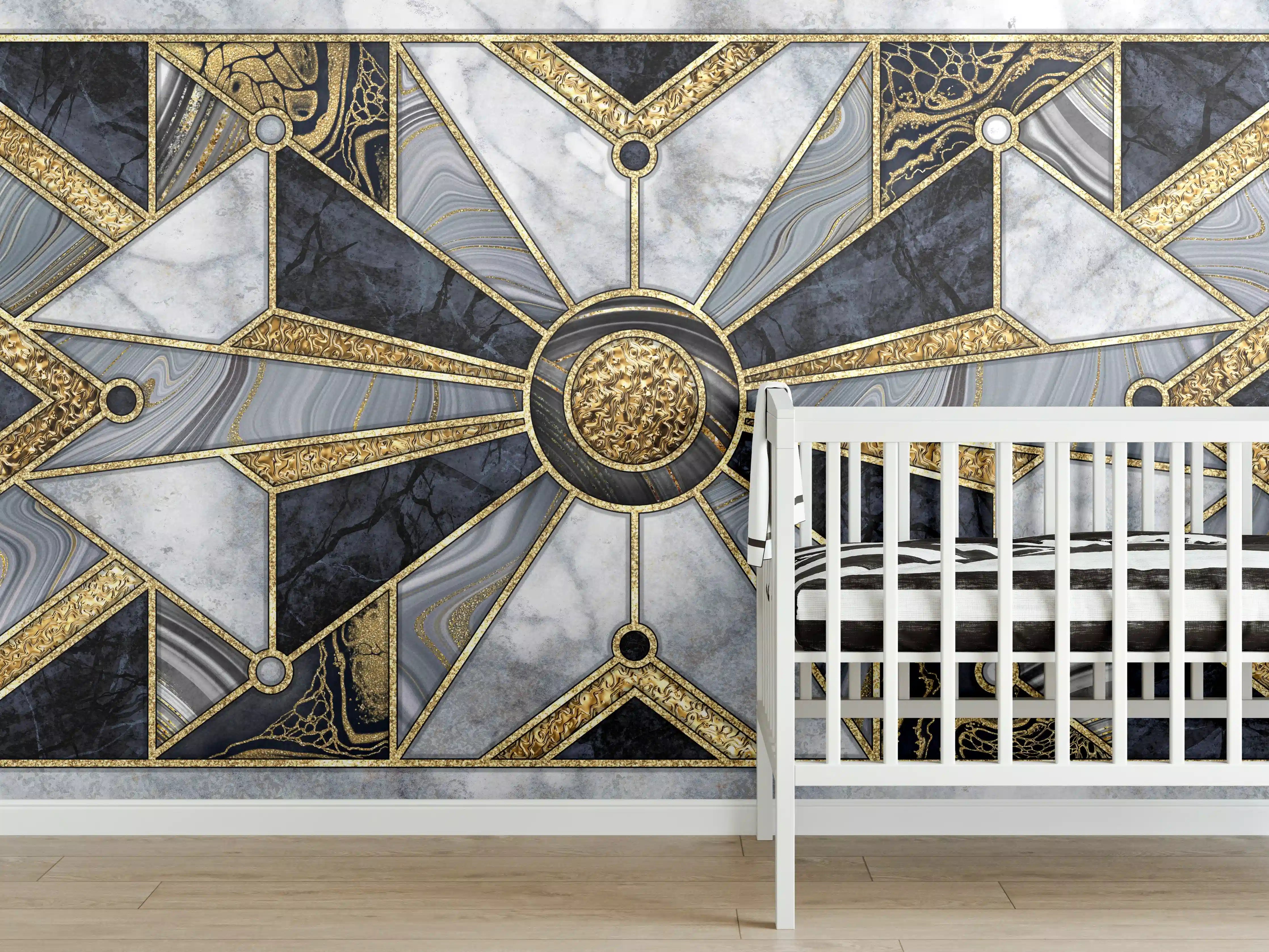Babyzimmer Wandgestaltung - Abstrakte Marmor-Mosaik Wandfliesen 