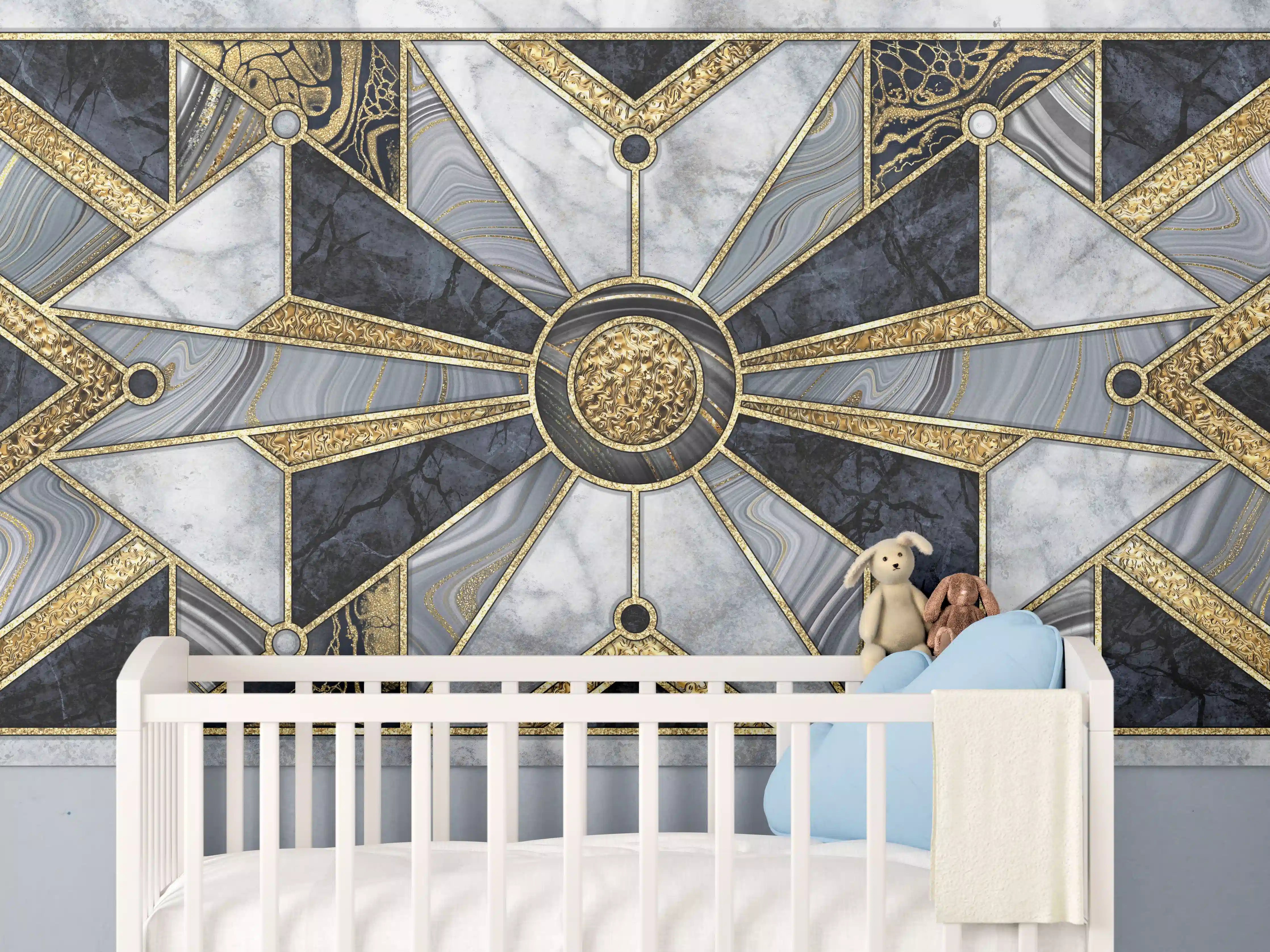 Babyzimmer Wandgestaltung - Abstrakte Marmor-Mosaik Wandfliesen 