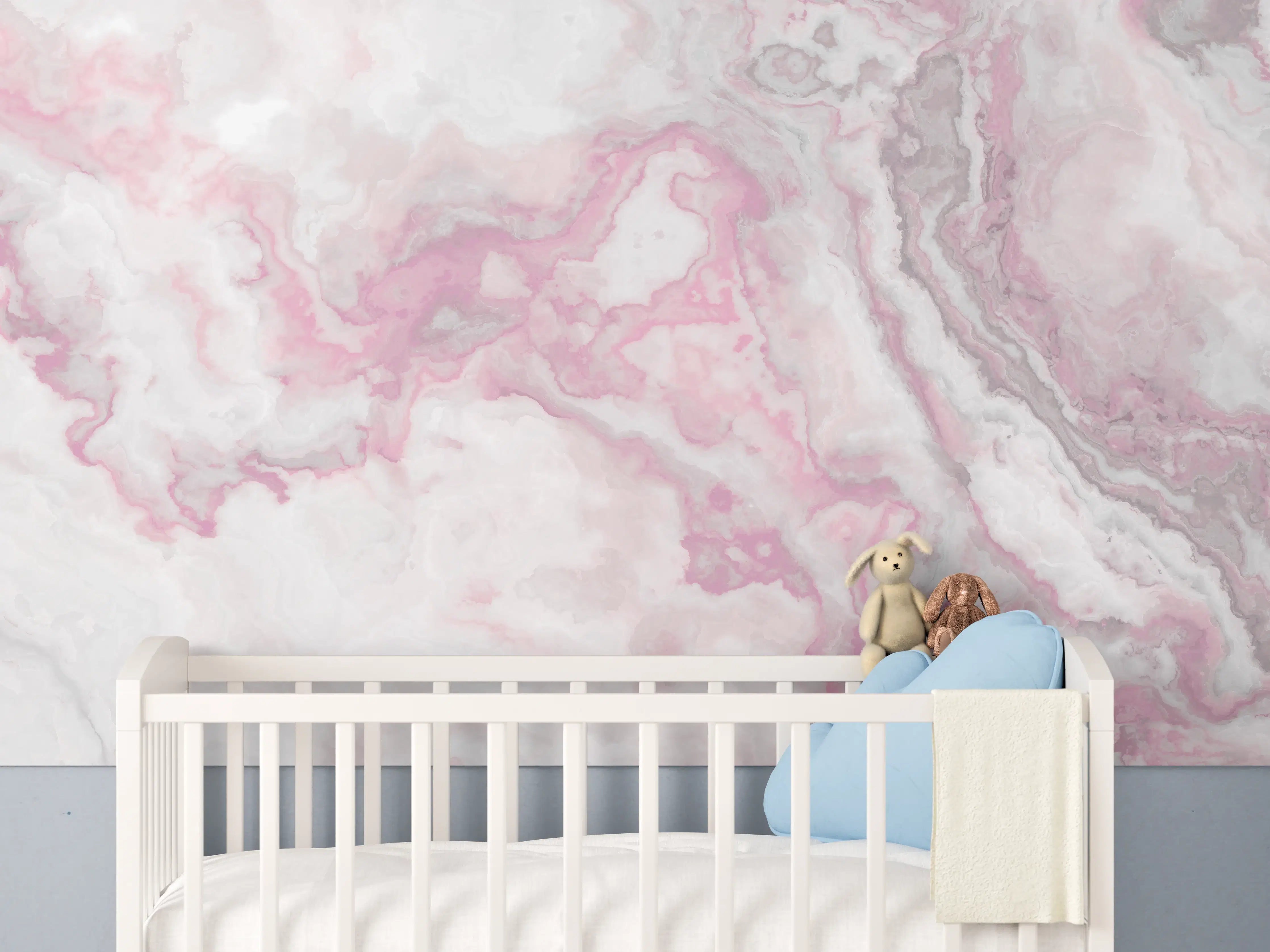 Babyzimmer Wandgestaltung - Abstrakte Marmor Struktur - Aquarelldarstellung