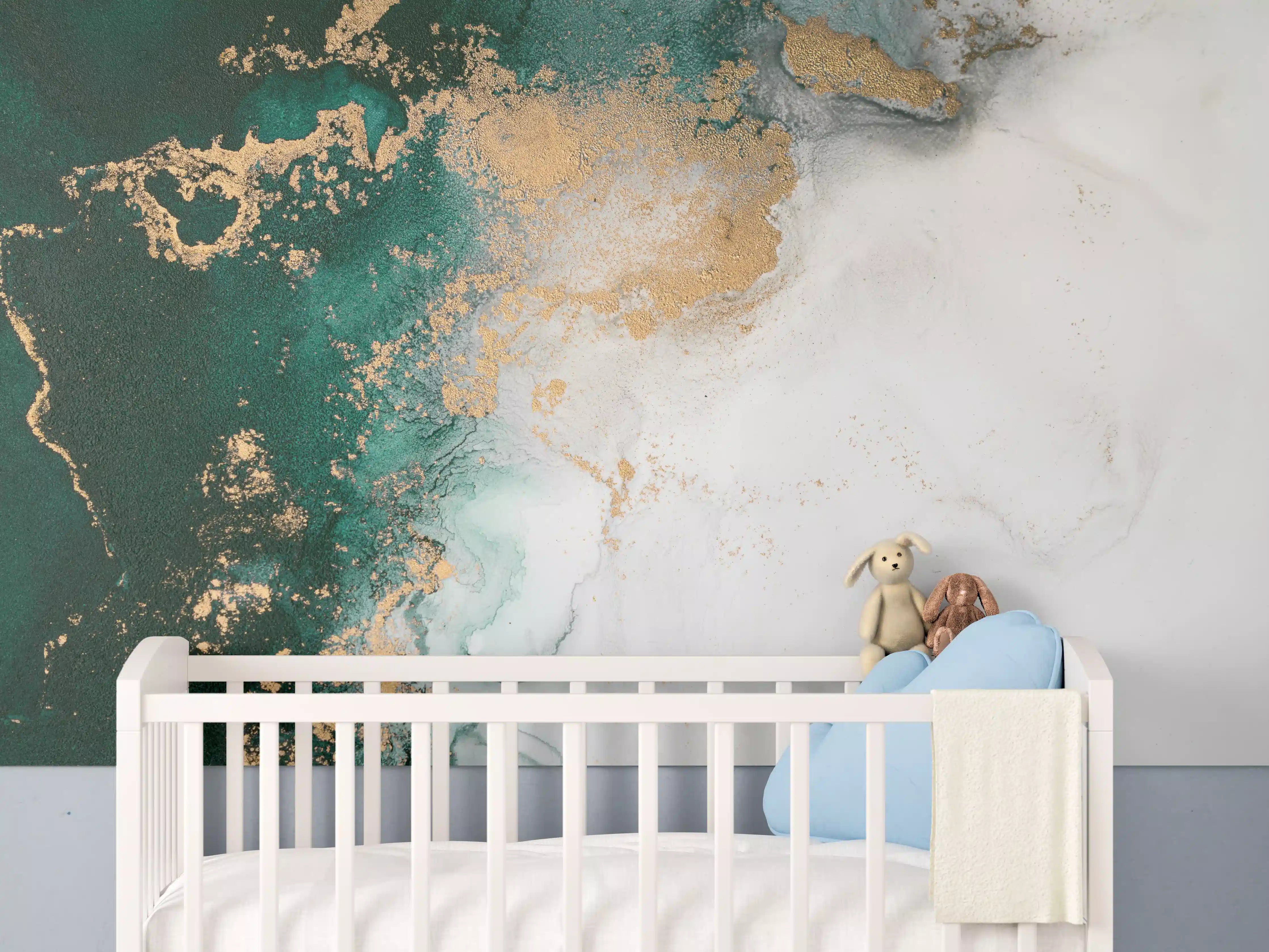 Babyzimmer Wandgestaltung - Abstrakte Marmor Textur - Flüssigmalerei