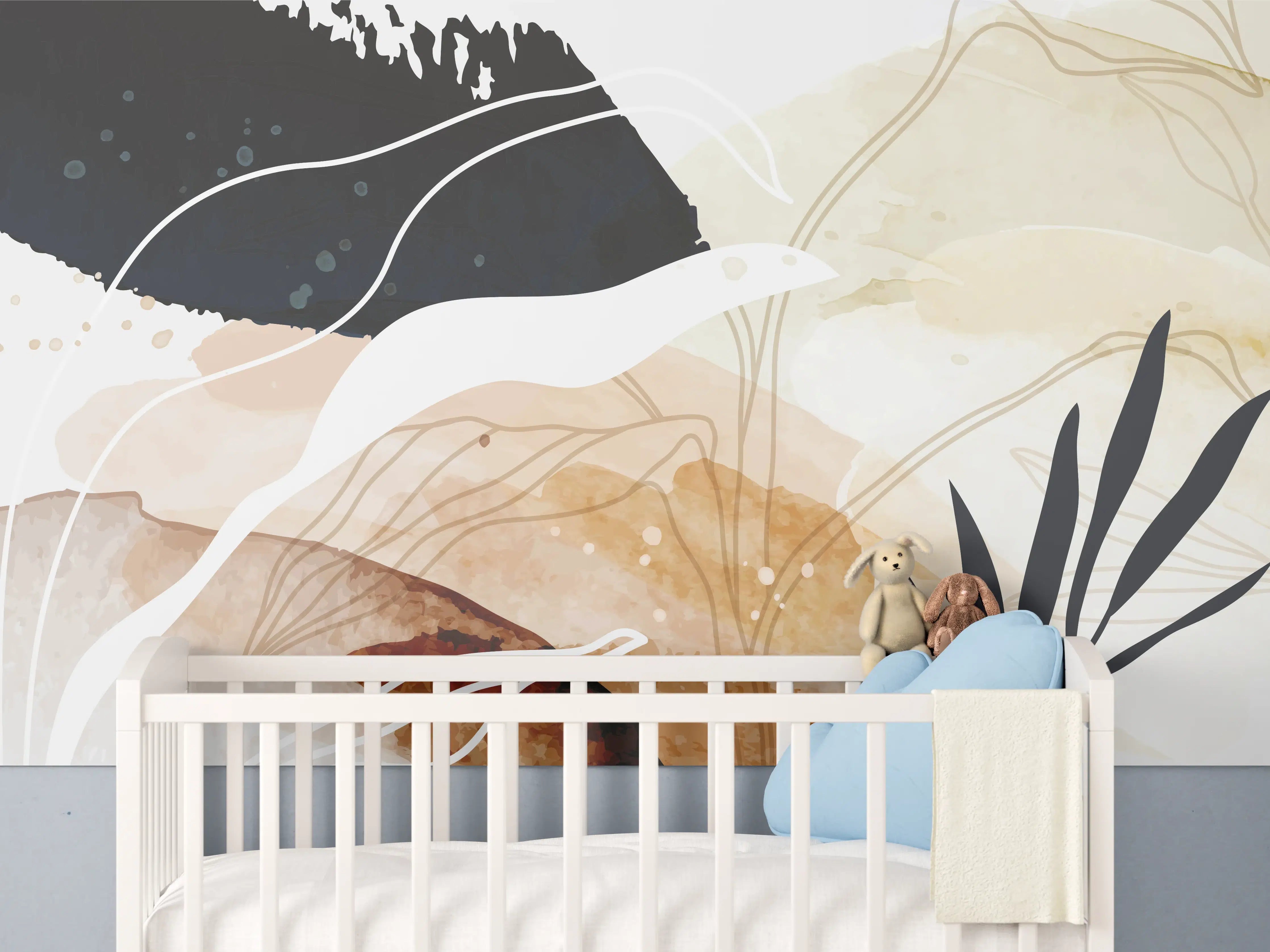 Babyzimmer Wandgestaltung - Abstrakte Natur Kunst