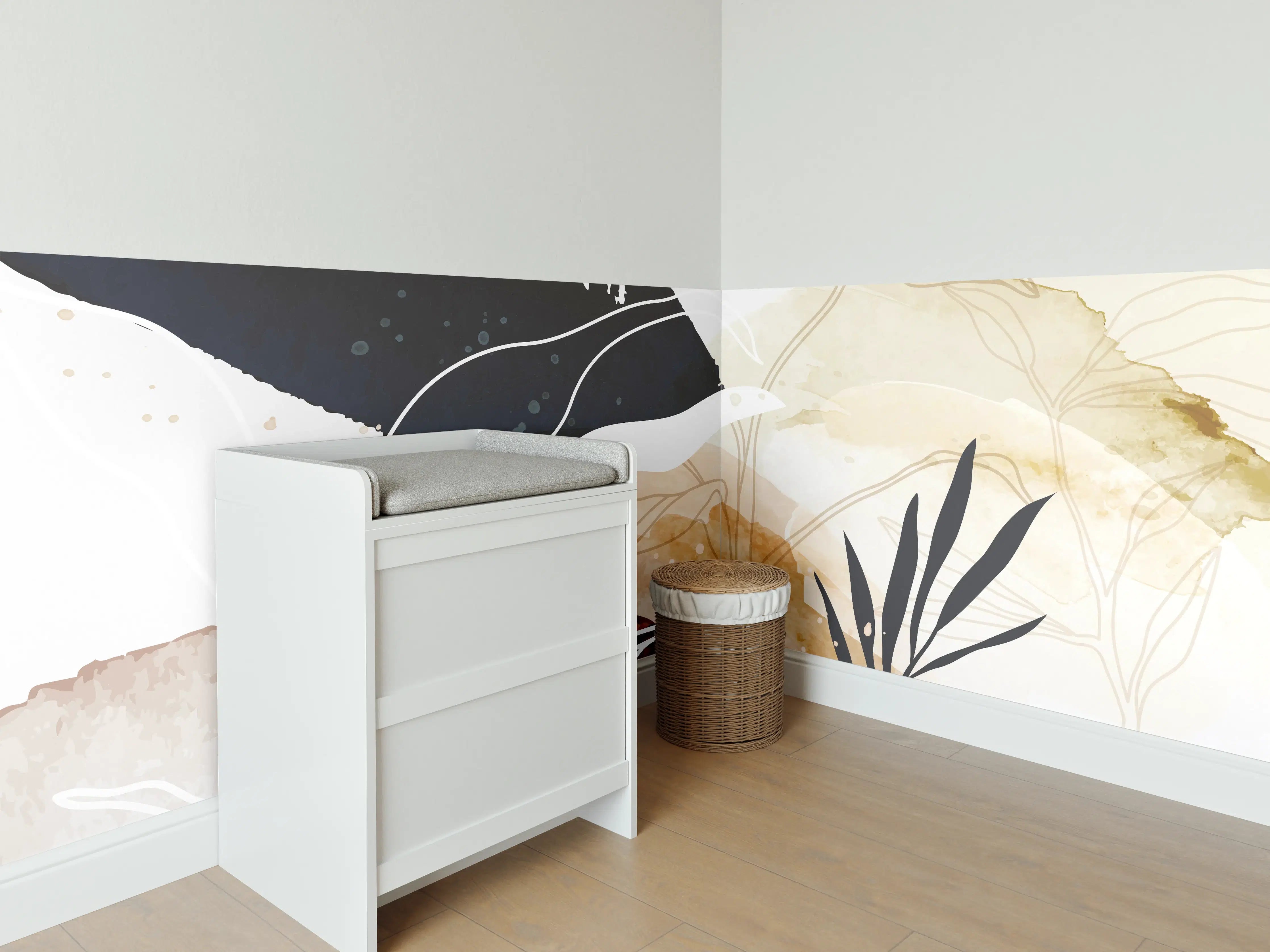Babyzimmer Wandgestaltung - Abstrakte Natur Kunst