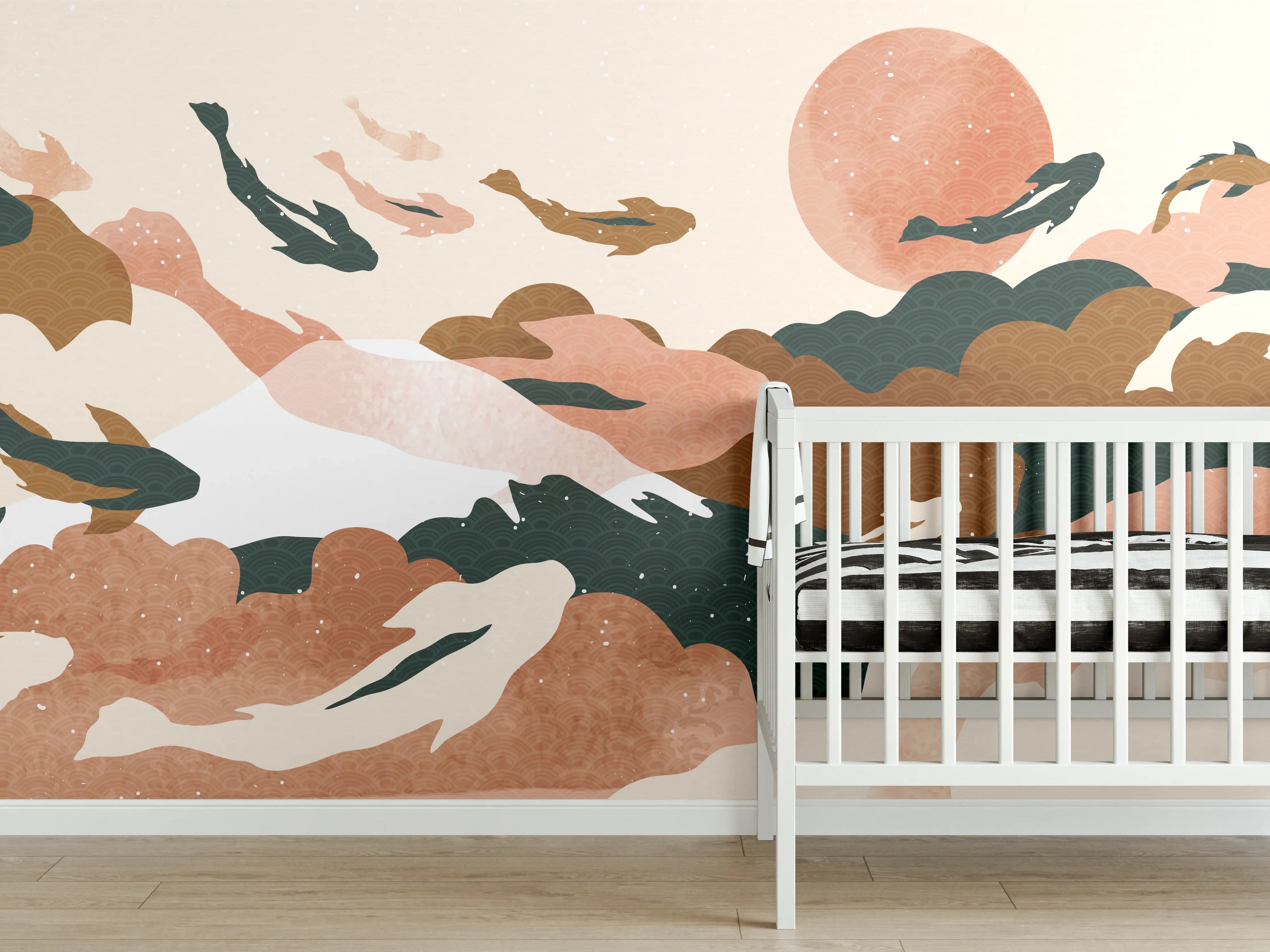 Babyzimmer Wandgestaltung - Abstrakte Natur Pastelltöne
