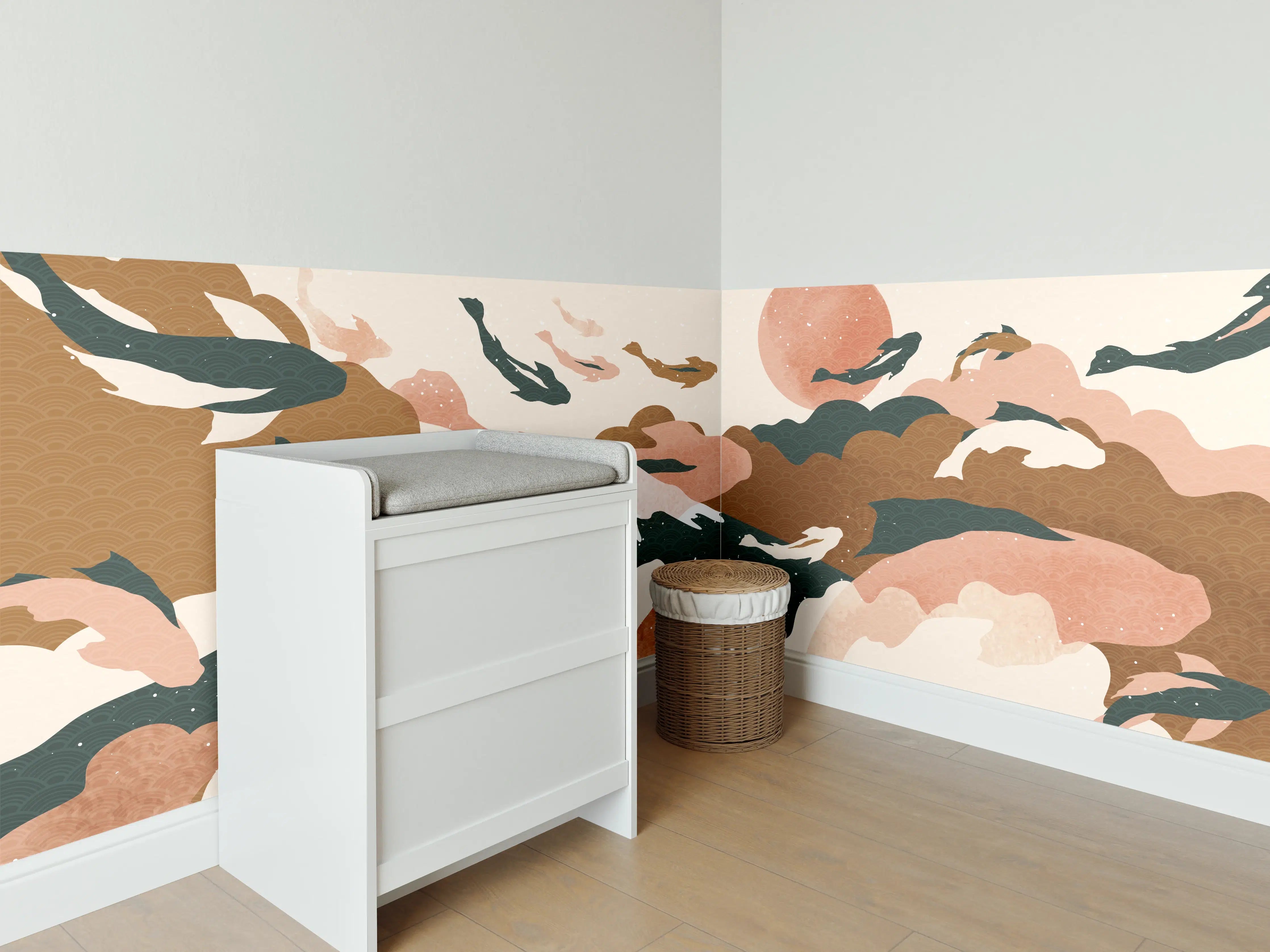Babyzimmer Wandgestaltung - Abstrakte Natur Pastelltöne