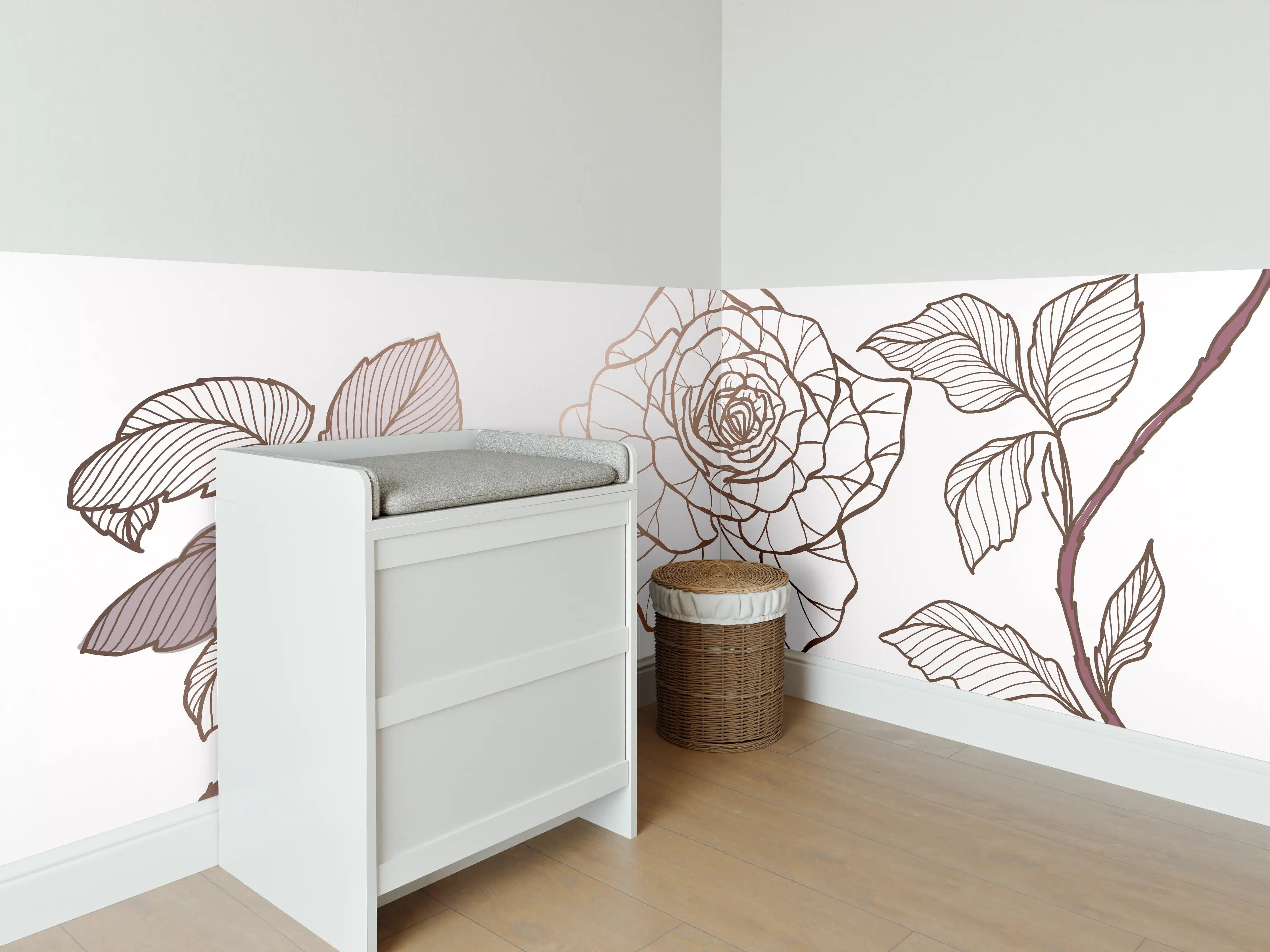 Babyzimmer Wandgestaltung - Abstrakte Rose in Sepia-Tönen