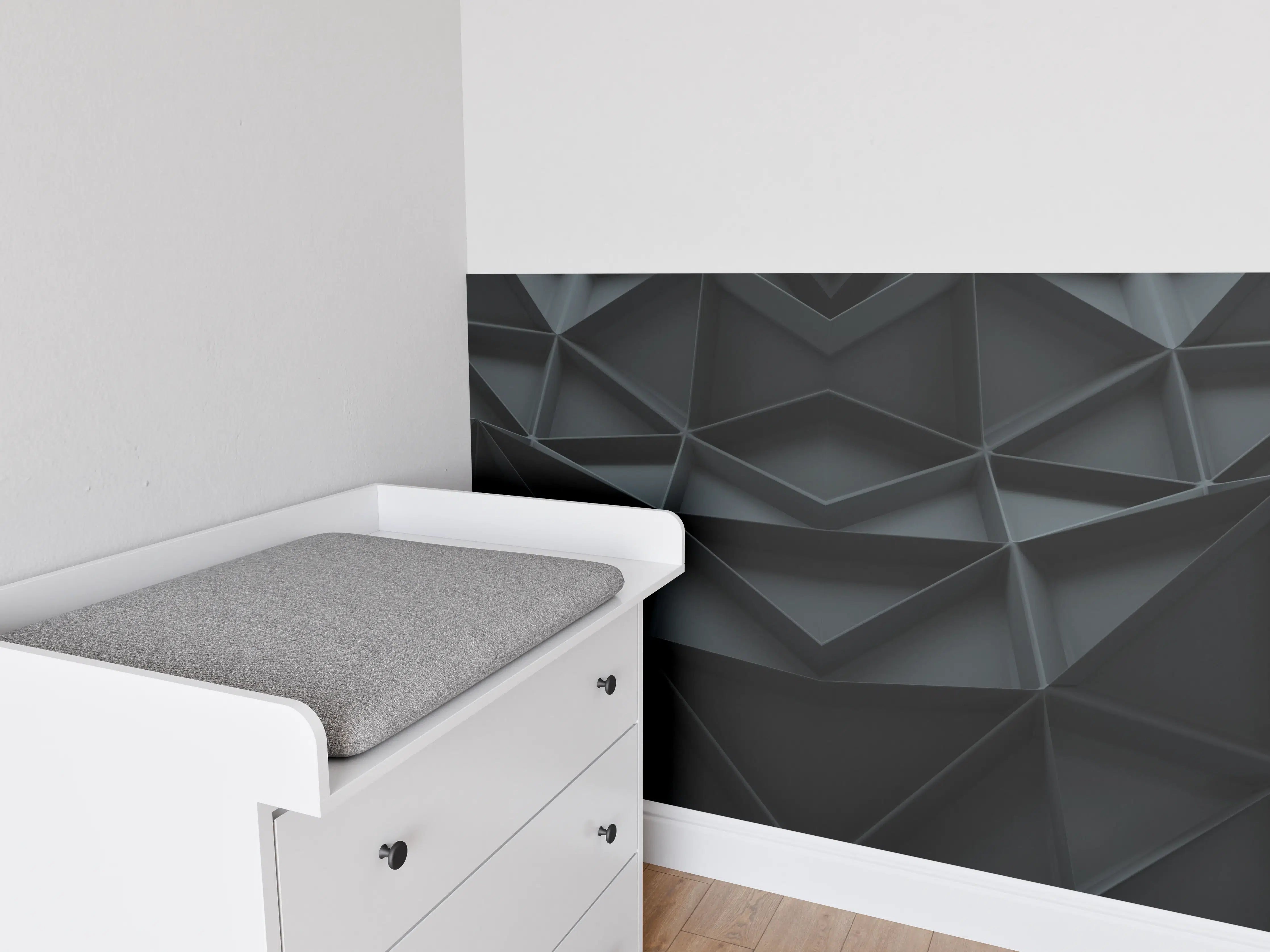 Babyzimmer Wandgestaltung - Abstrakte Schwarz-Grau Geometrie