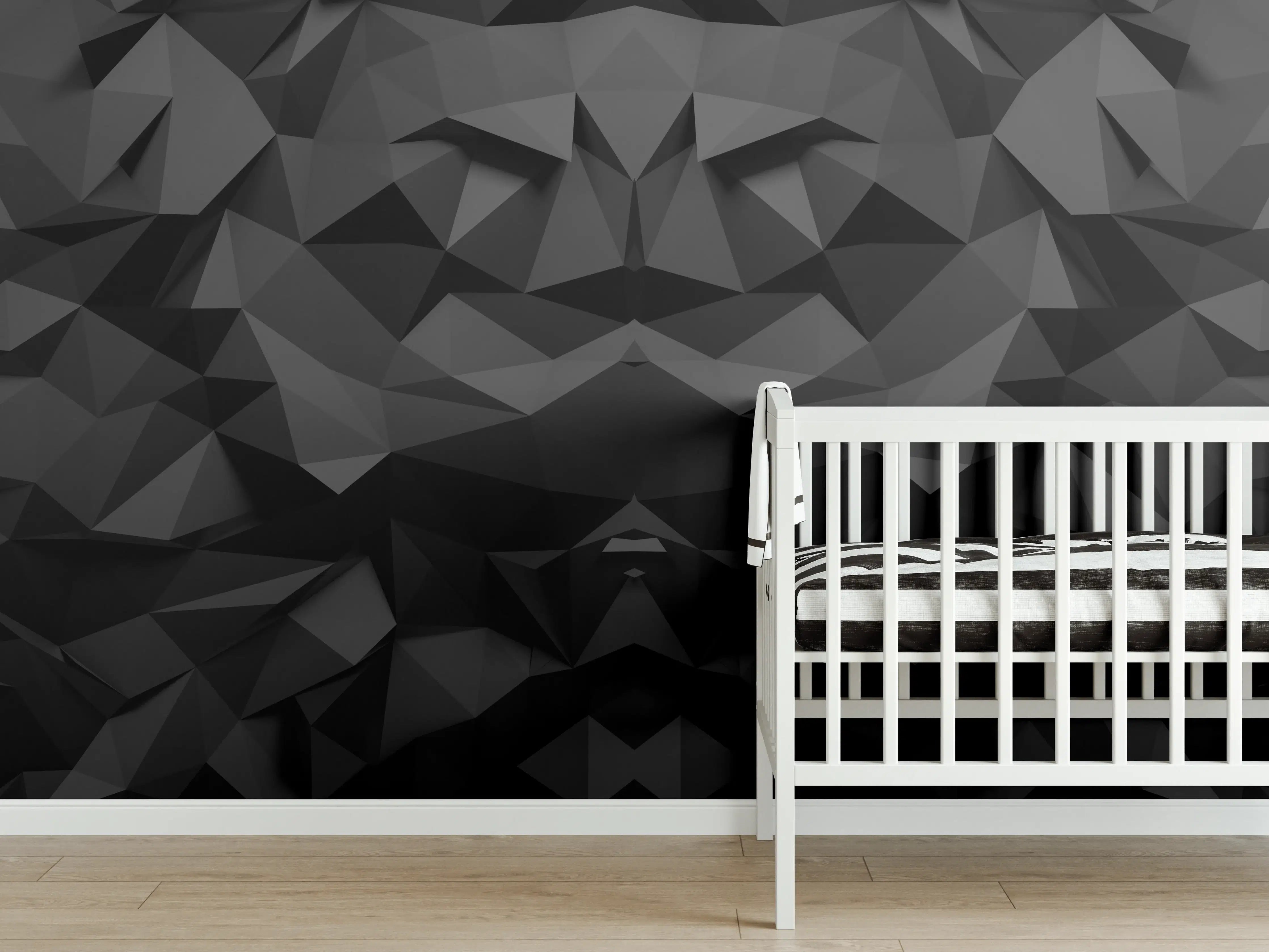 Babyzimmer Wandgestaltung - Abstrakte Schwarz-Weiß-Grafik