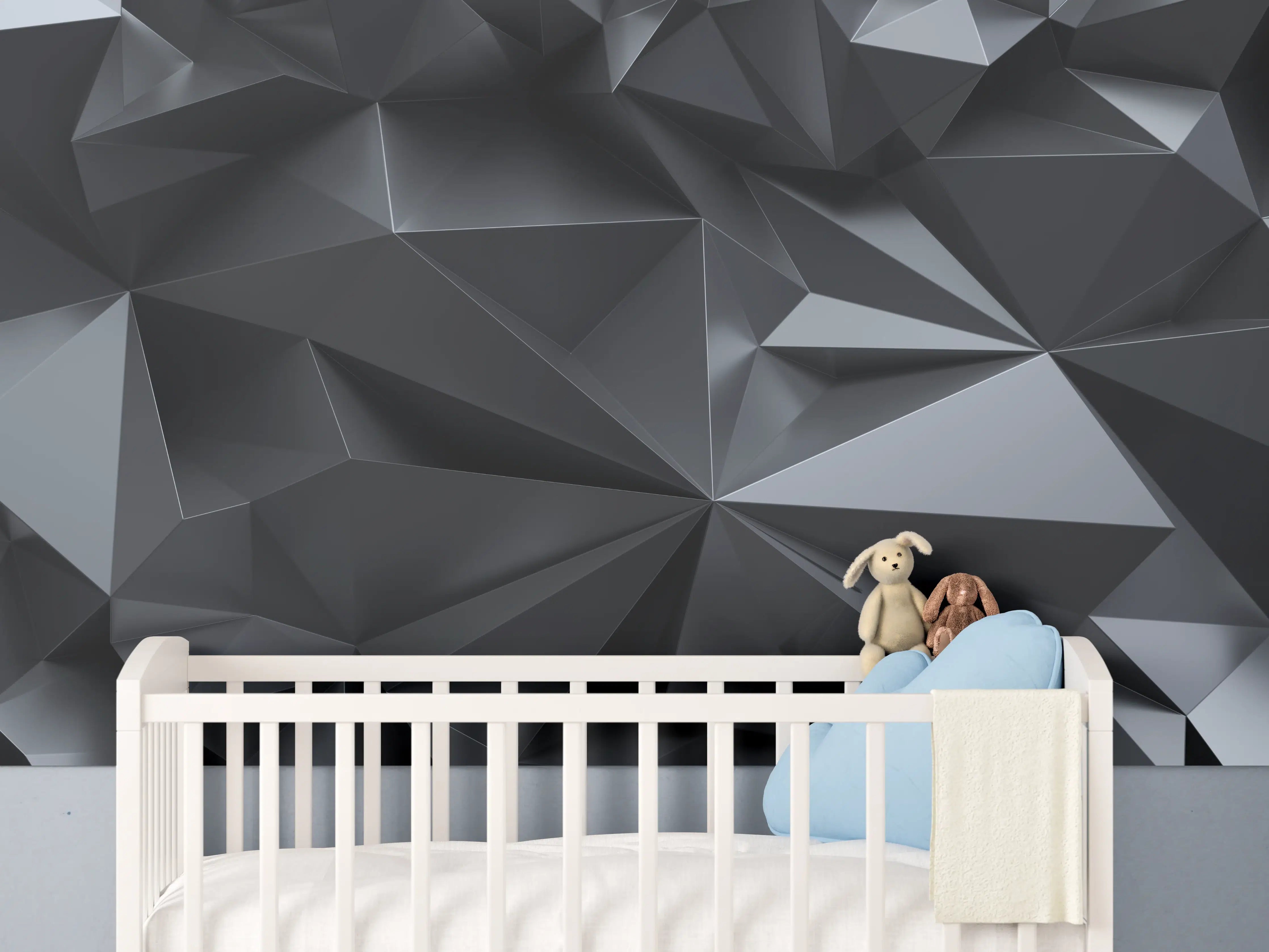Babyzimmer Wandgestaltung - Abstrakte Schwarze Kristalltextur