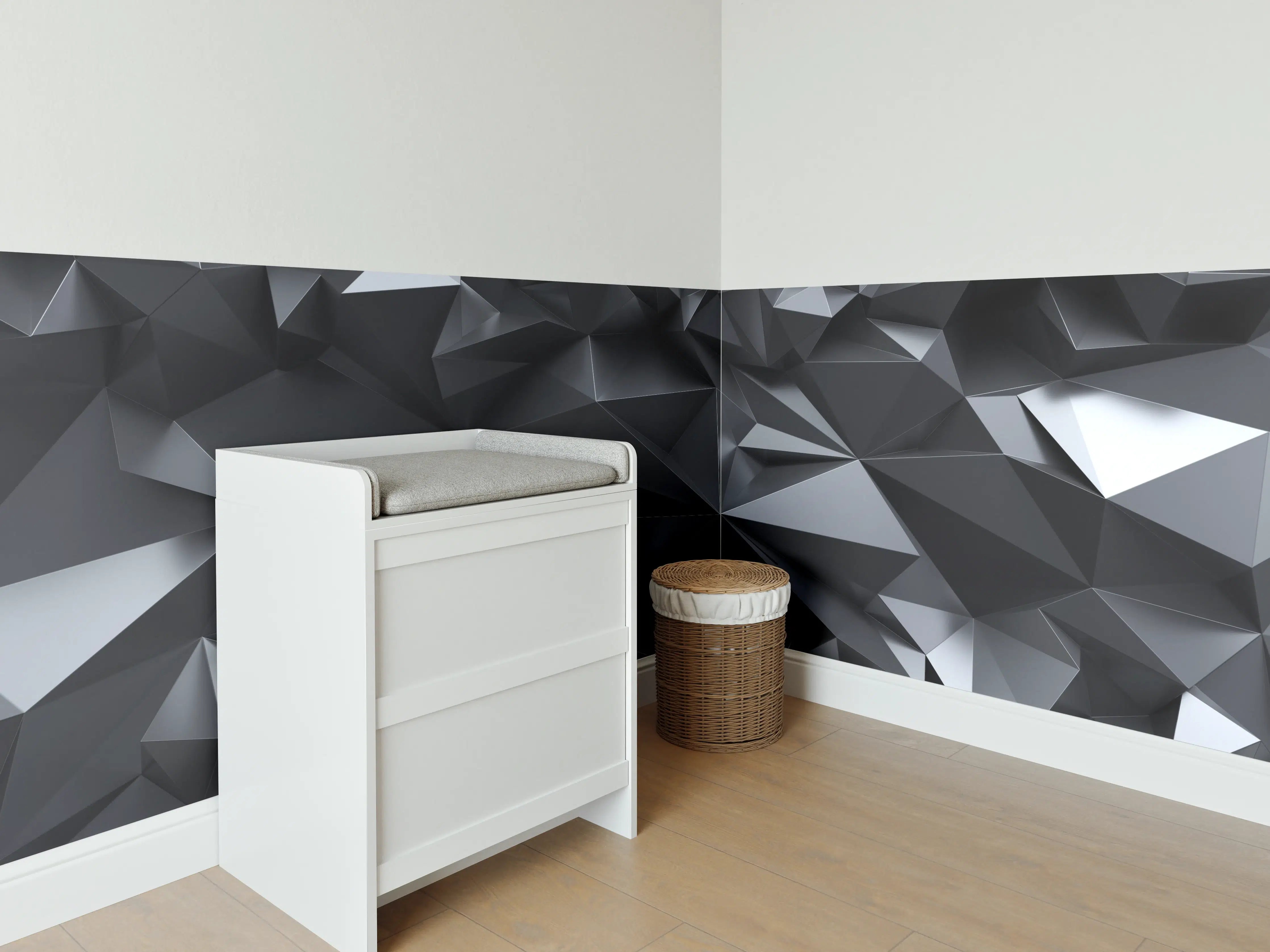 Babyzimmer Wandgestaltung - Abstrakte Schwarze Kristalltextur