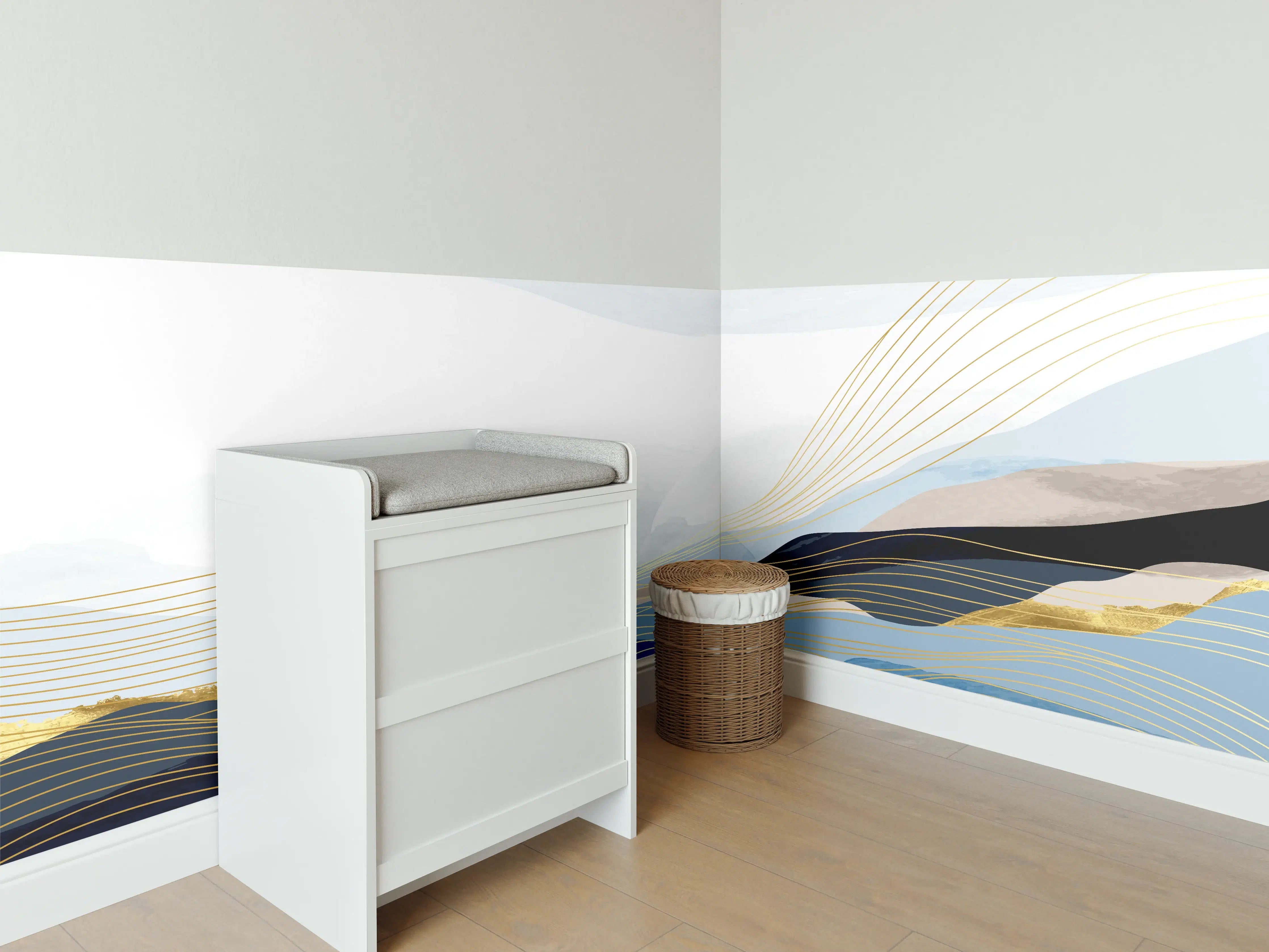 Babyzimmer Wandgestaltung - Abstrakte Sonnenlandschaft