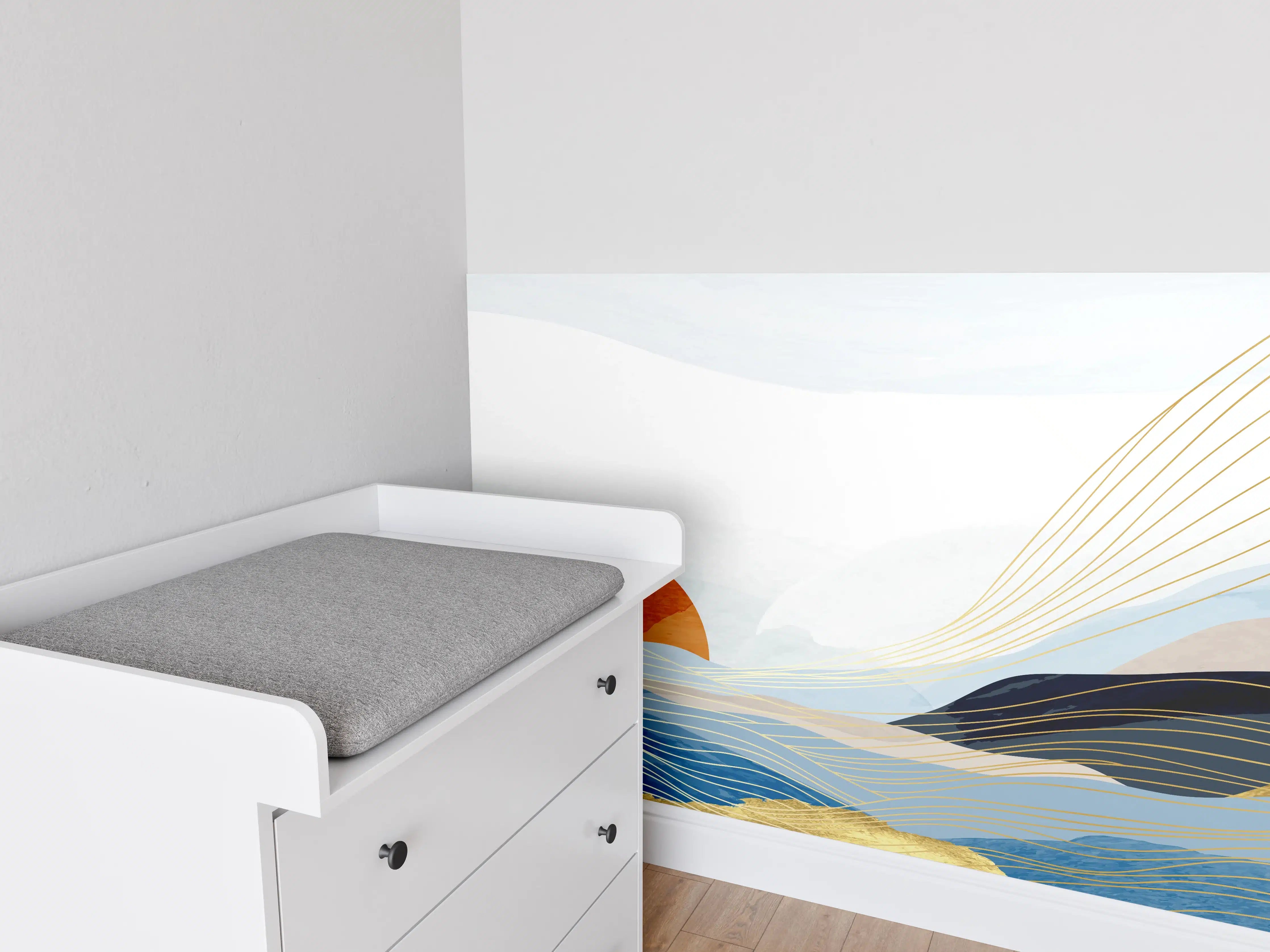 Babyzimmer Wandgestaltung - Abstrakte Sonnenlandschaft