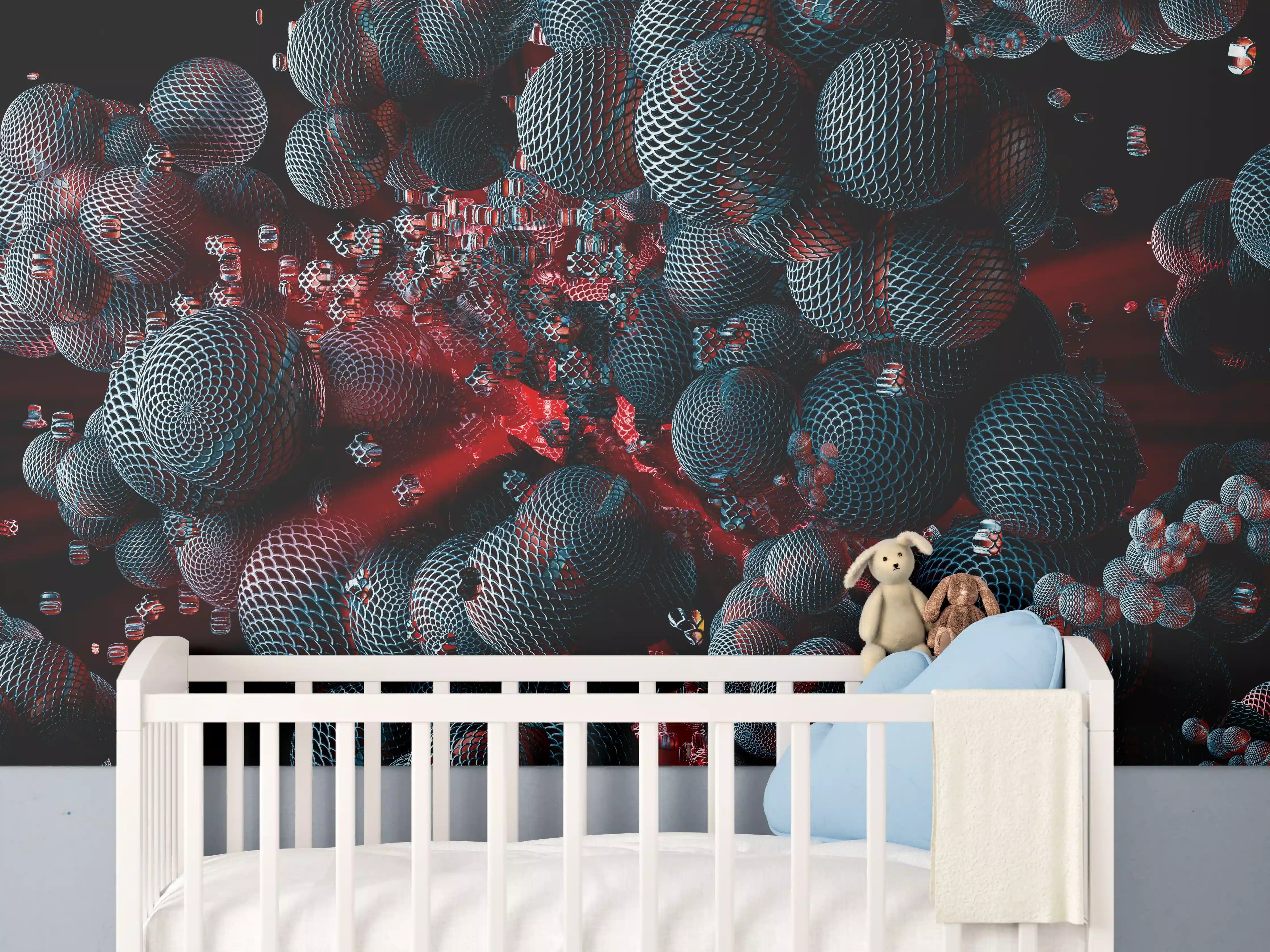 Babyzimmer Wandgestaltung - Abstrakte Technologie - 3D Rendering