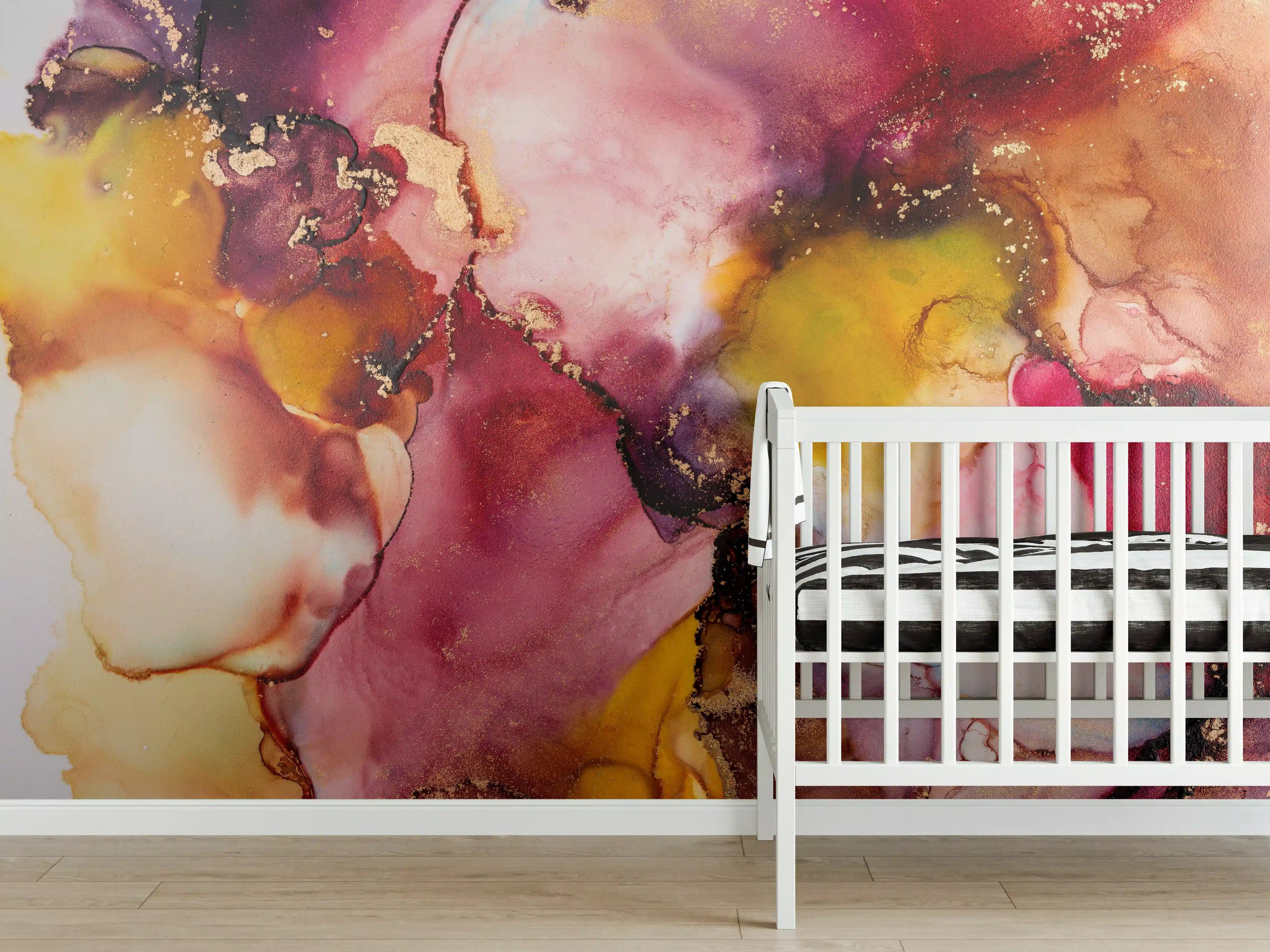 Babyzimmer Wandgestaltung - Abstrakte Tintentextur - Flüssigkunst