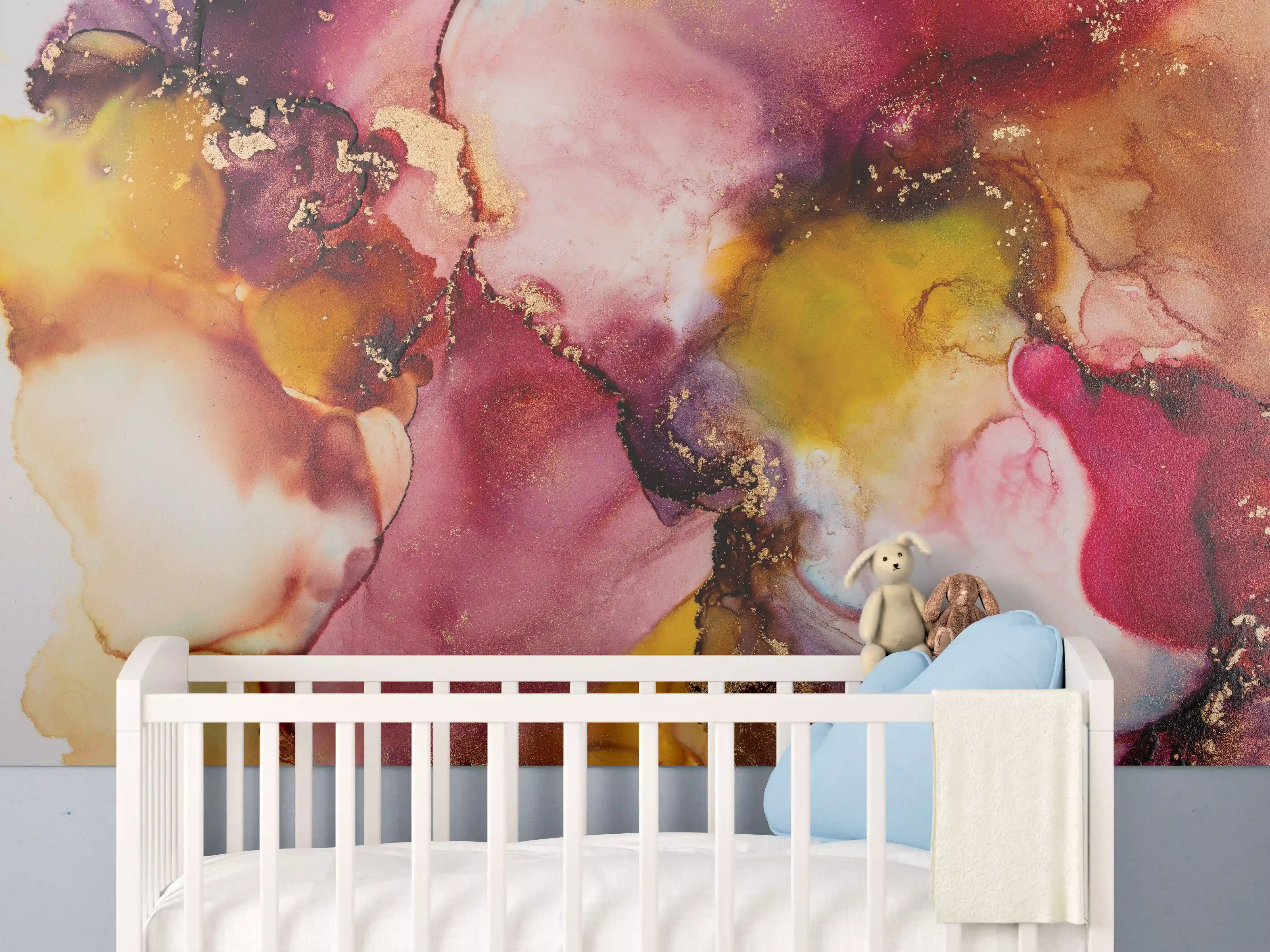 Babyzimmer Wandgestaltung - Abstrakte Tintentextur - Flüssigkunst