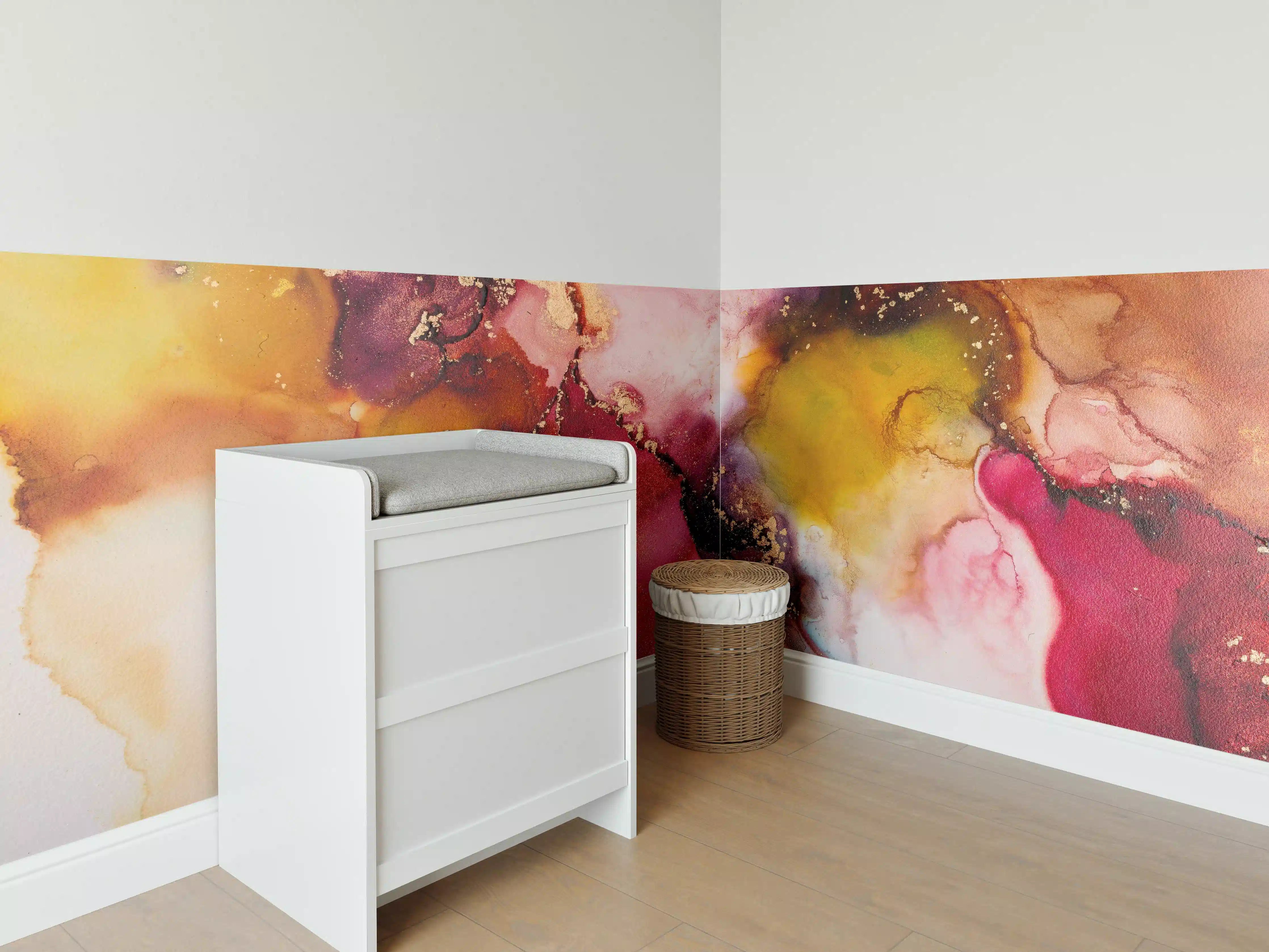 Babyzimmer Wandgestaltung - Abstrakte Tintentextur - Flüssigkunst
