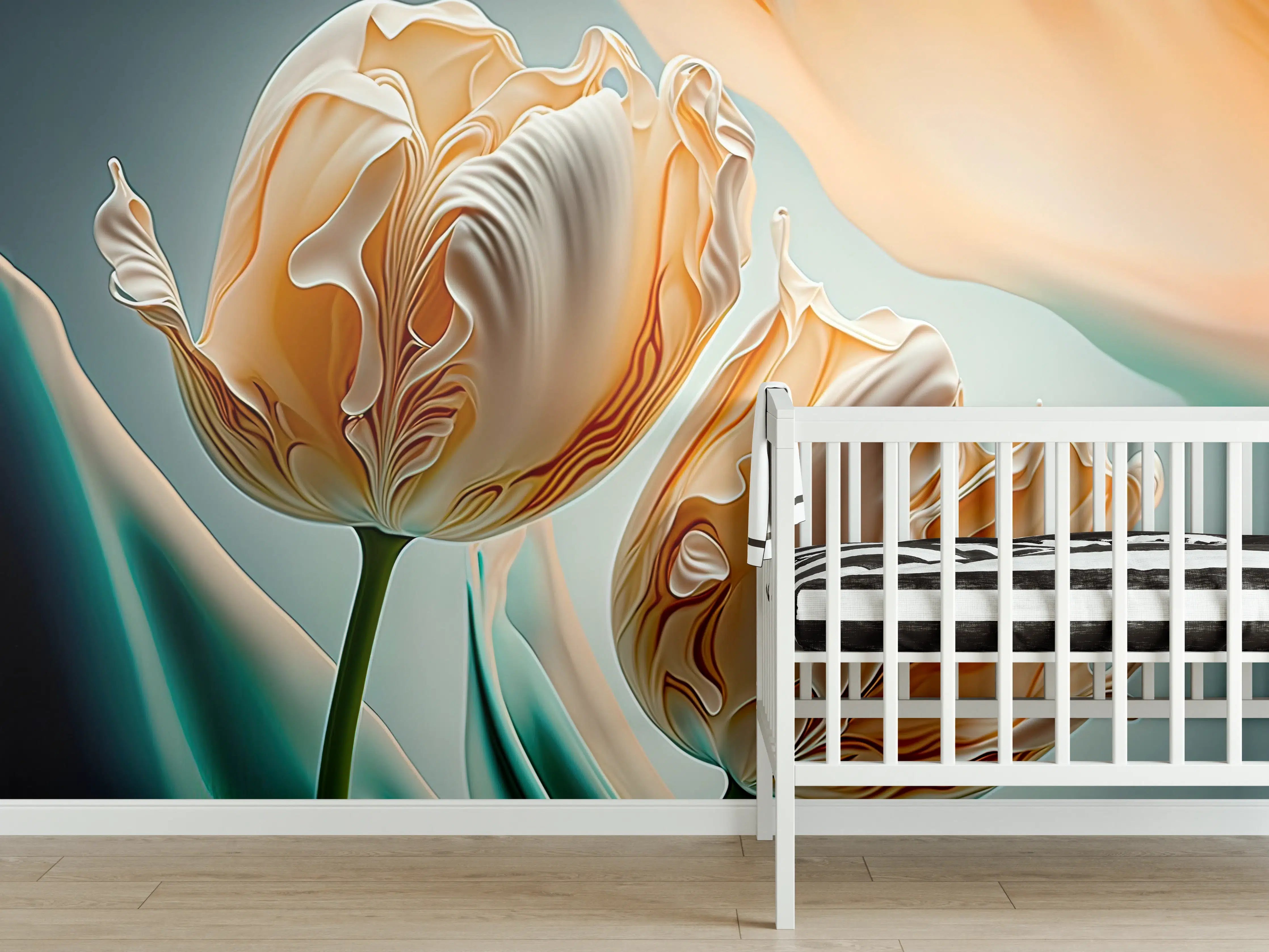 Babyzimmer Wandgestaltung - Abstrakte Tulpen Kunstwerk