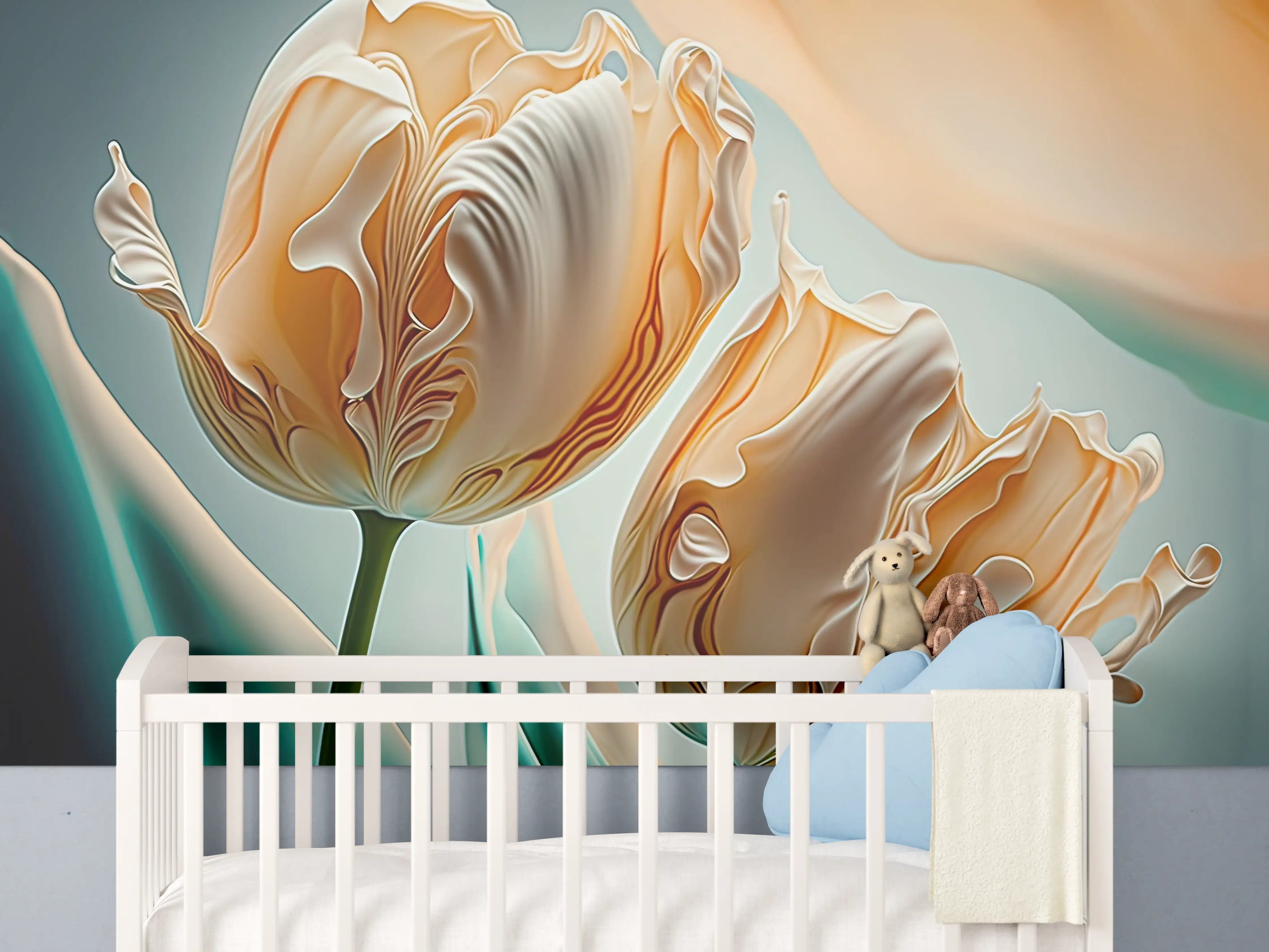 Babyzimmer Wandgestaltung - Abstrakte Tulpen Kunstwerk