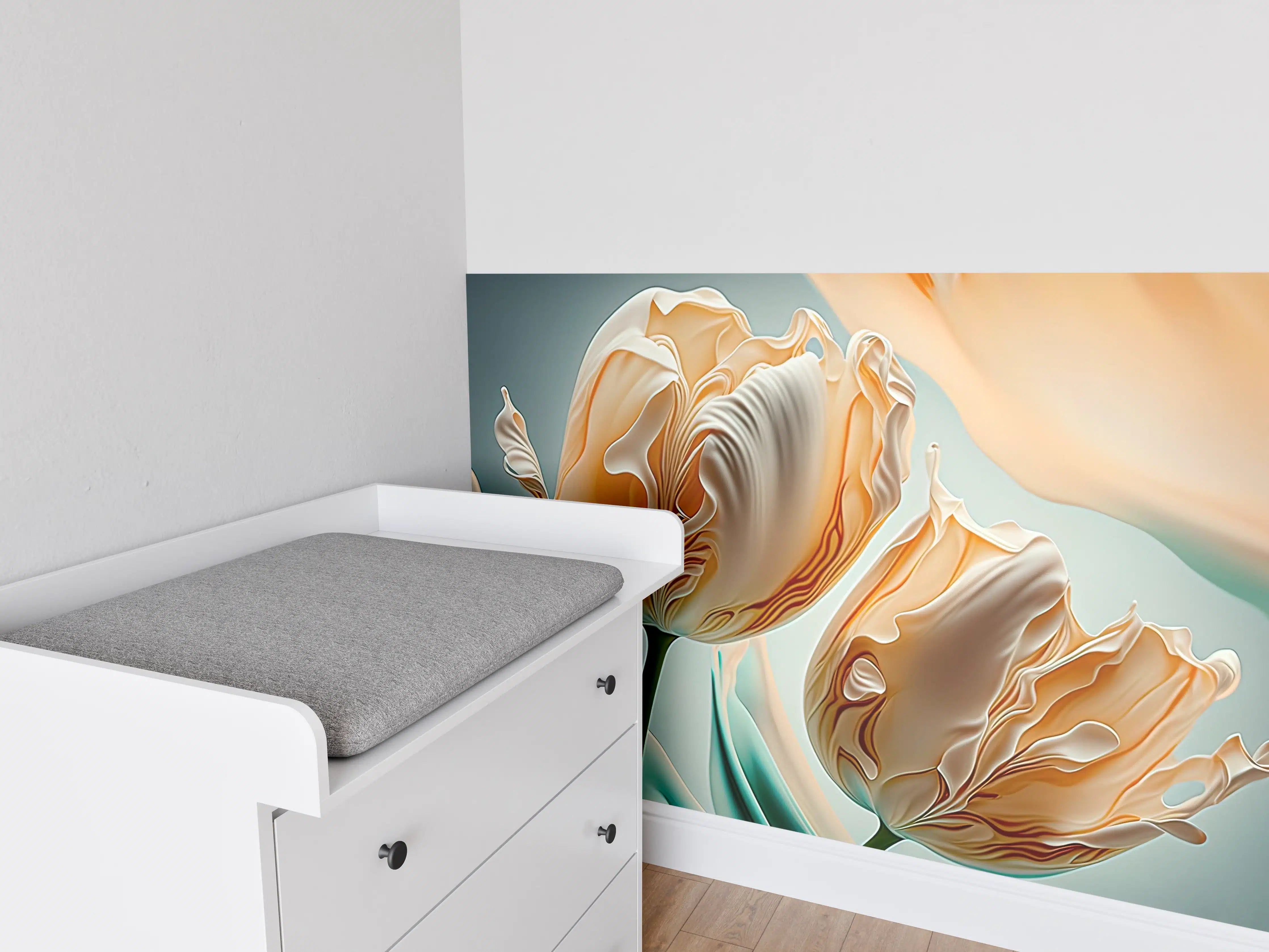Babyzimmer Wandgestaltung - Abstrakte Tulpen Kunstwerk