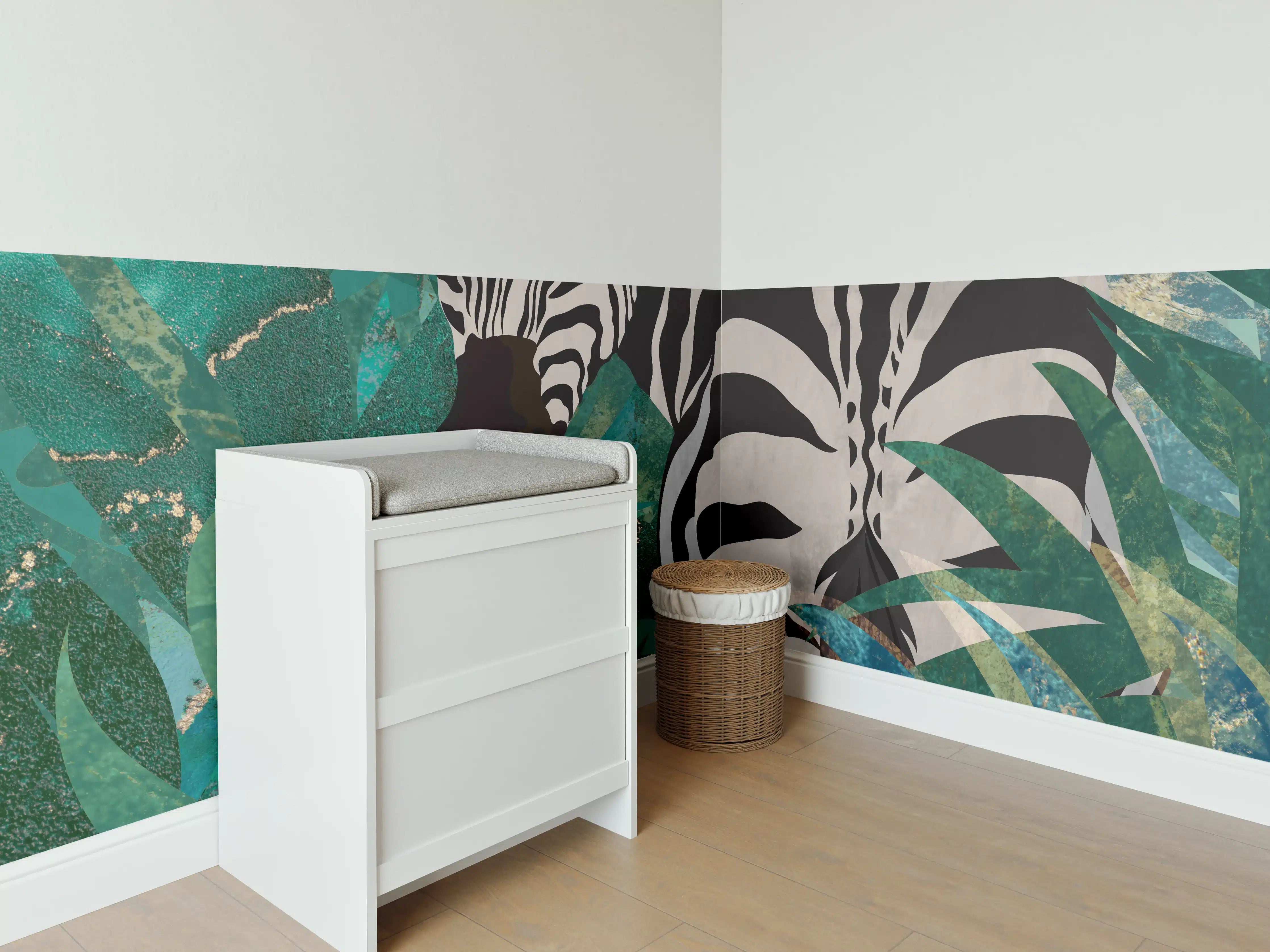 Babyzimmer Wandgestaltung - Abstrakte Zebra Malerei