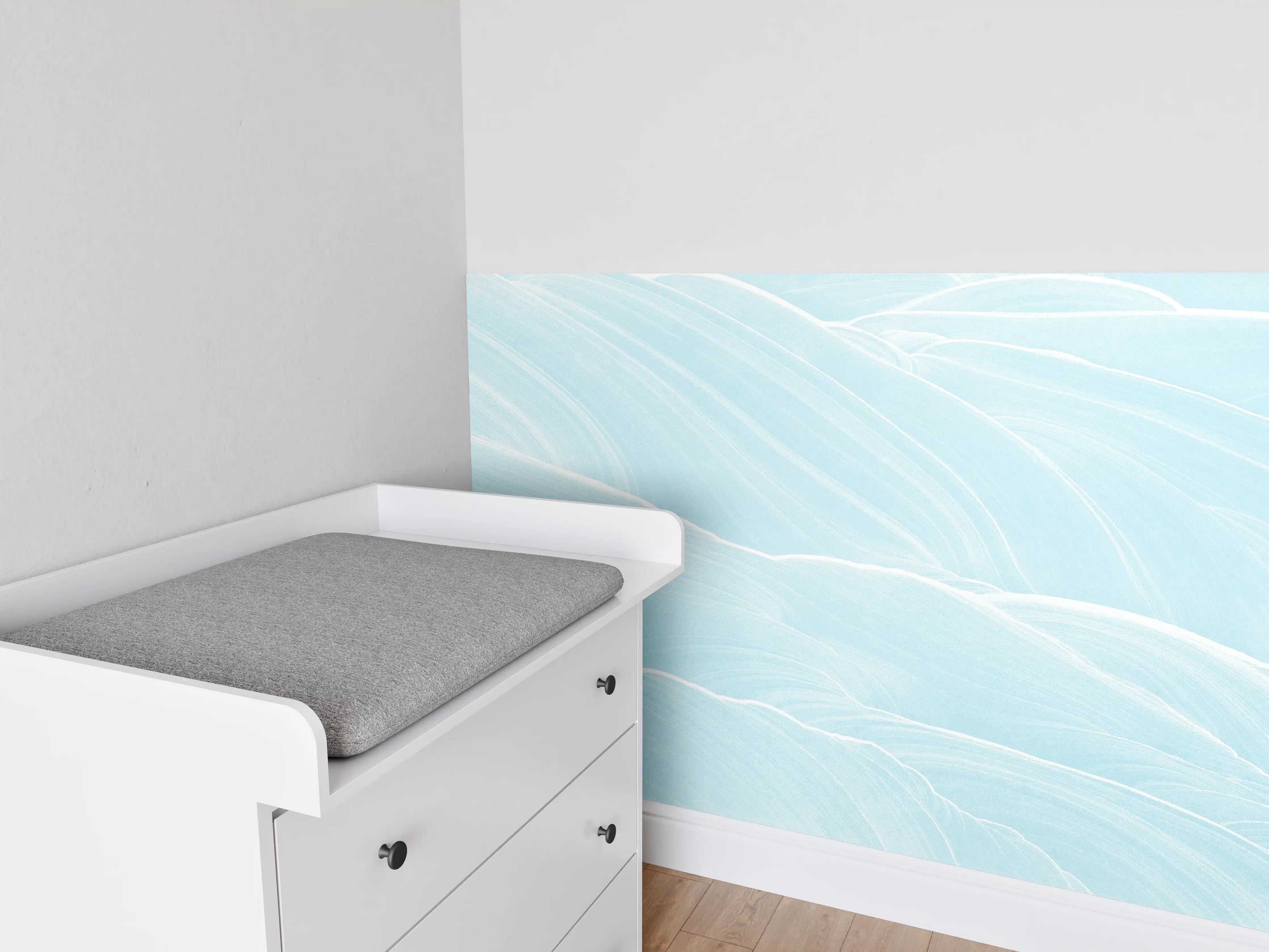 Babyzimmer Wandgestaltung - Abstrakte blaue Wellen Muster