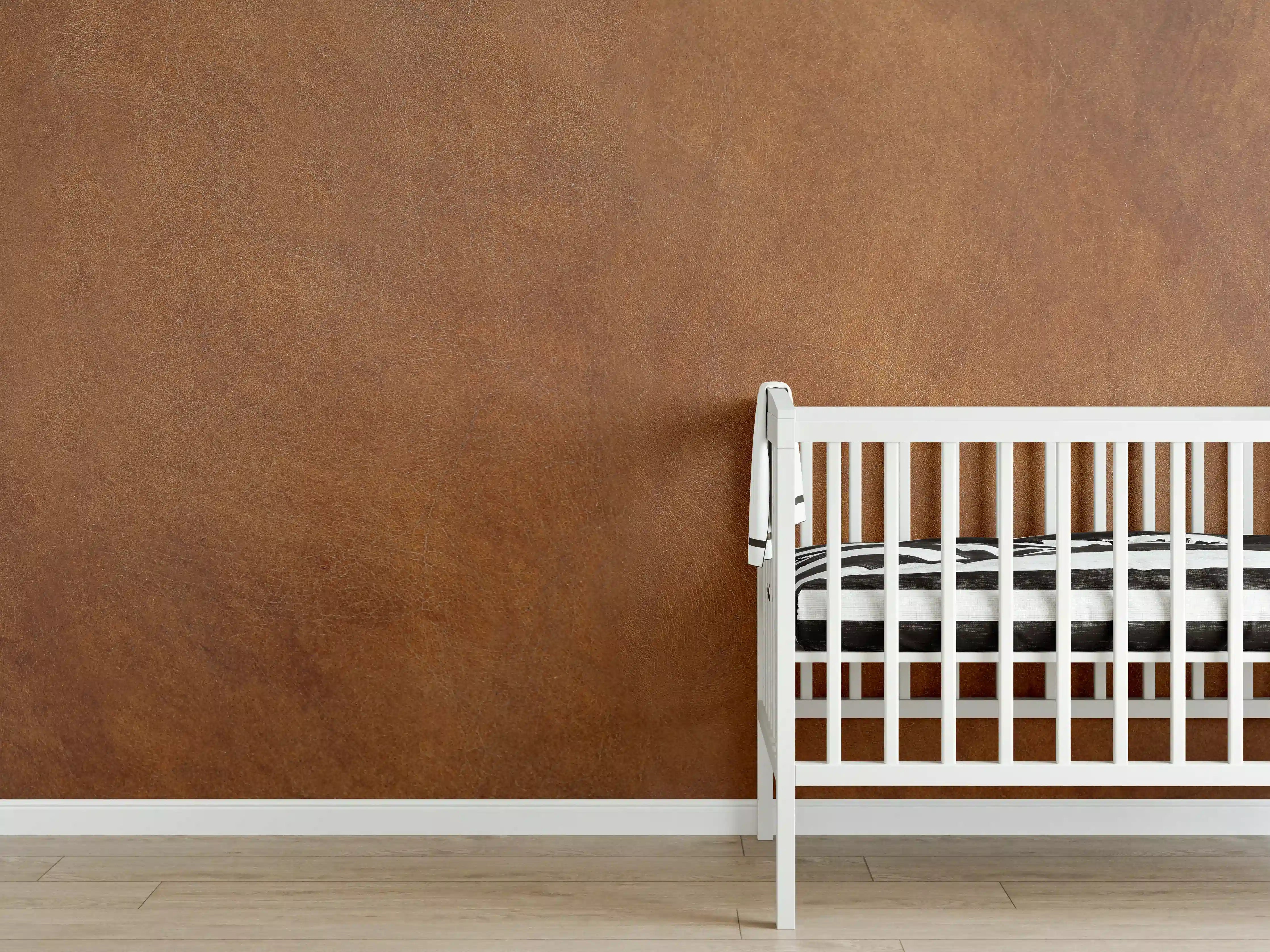 Babyzimmer Wandgestaltung - Abstrakte braune Ledertextur