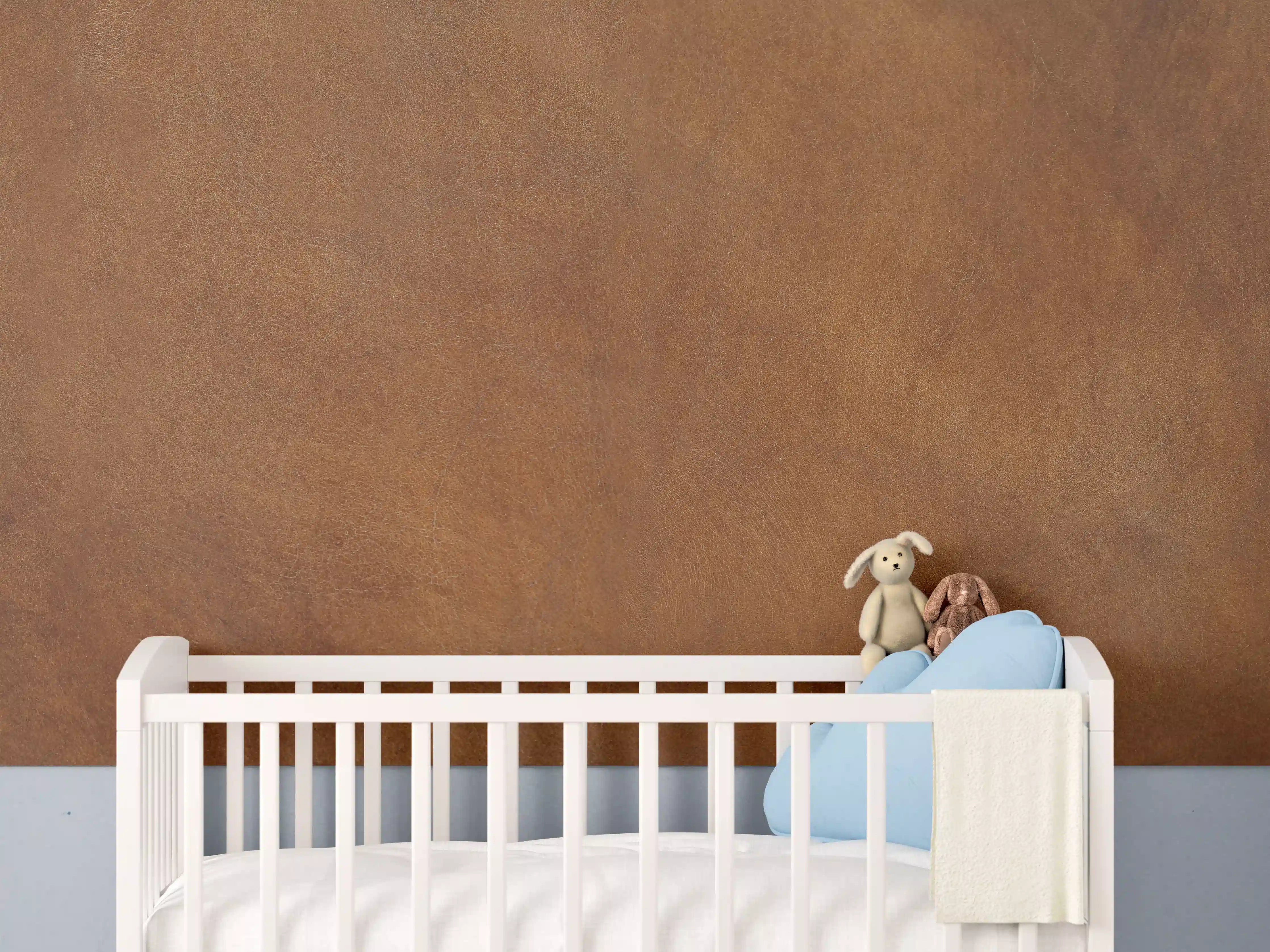 Babyzimmer Wandgestaltung - Abstrakte braune Ledertextur