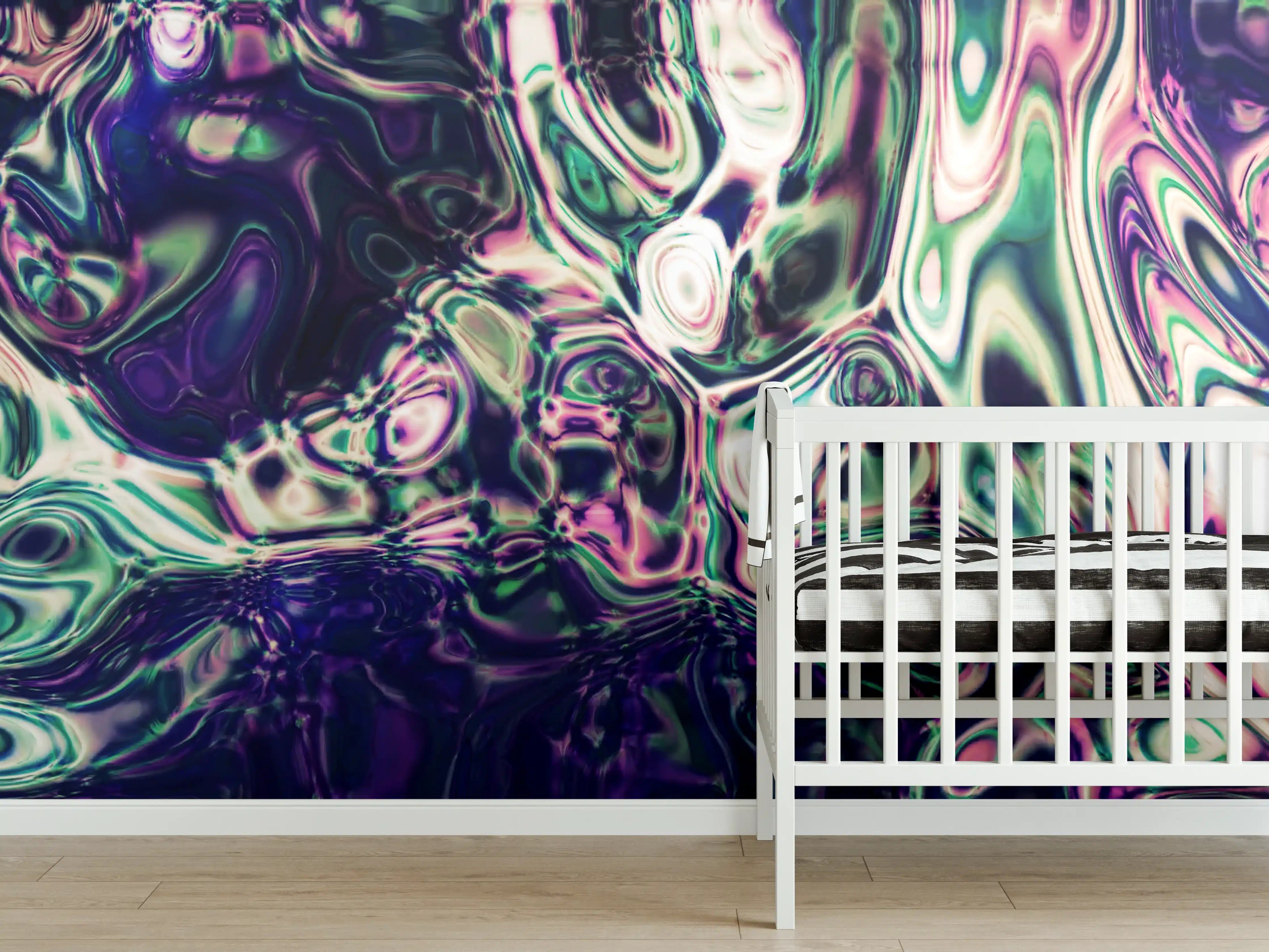 Babyzimmer Wandgestaltung - Abstrakte bunte Acrylfarbe
