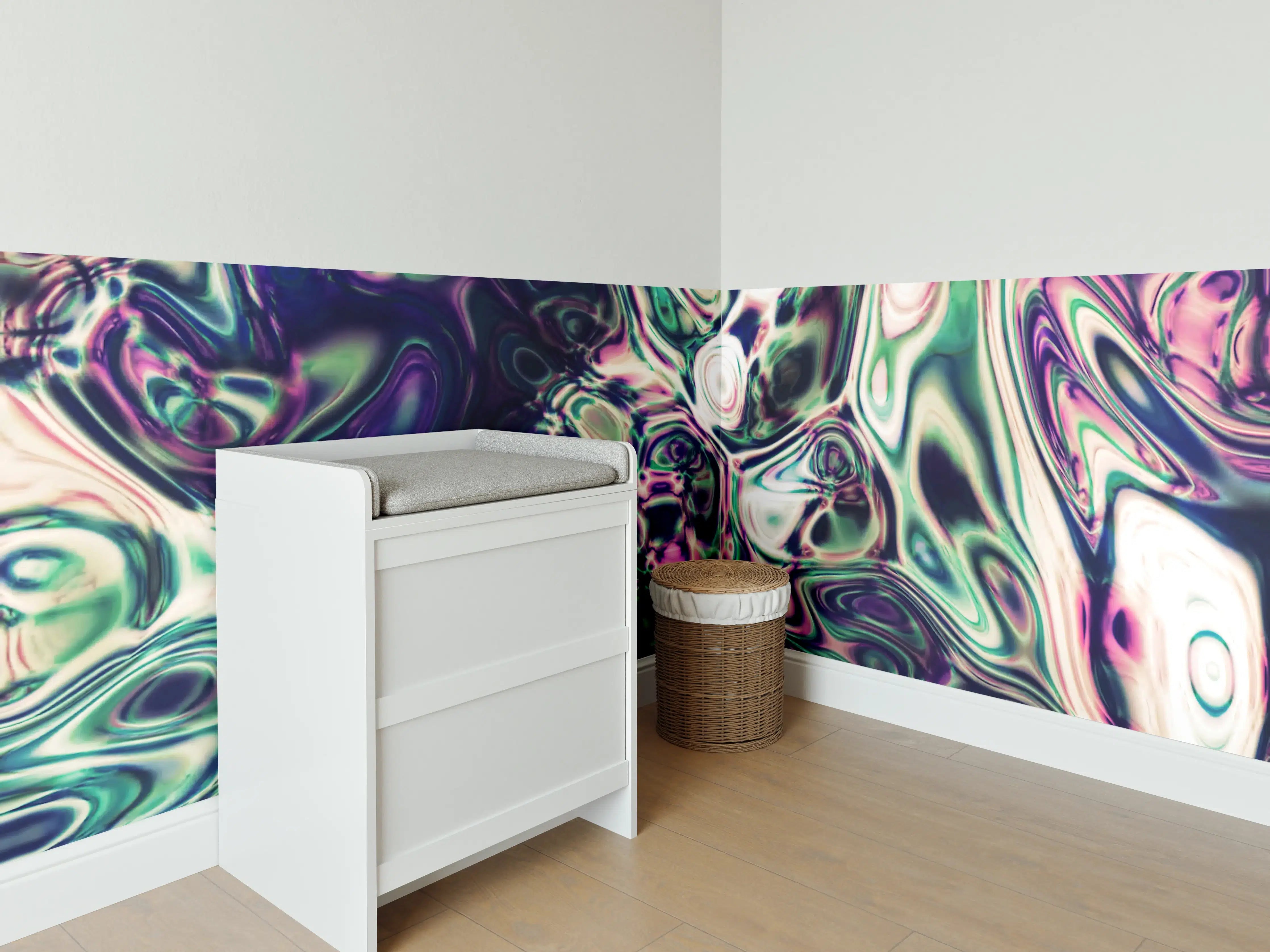 Babyzimmer Wandgestaltung - Abstrakte bunte Acrylfarbe