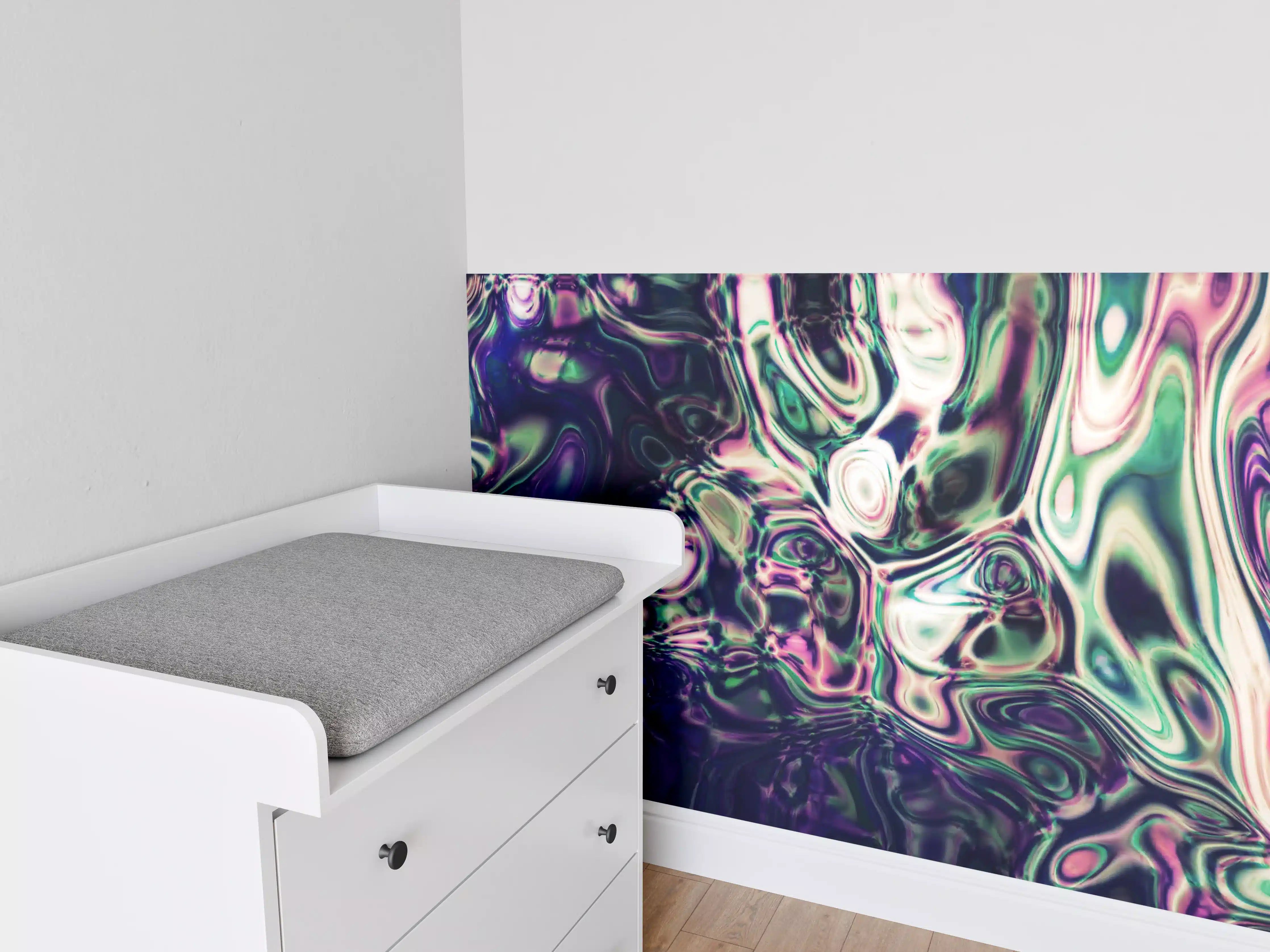 Babyzimmer Wandgestaltung - Abstrakte bunte Acrylfarbe