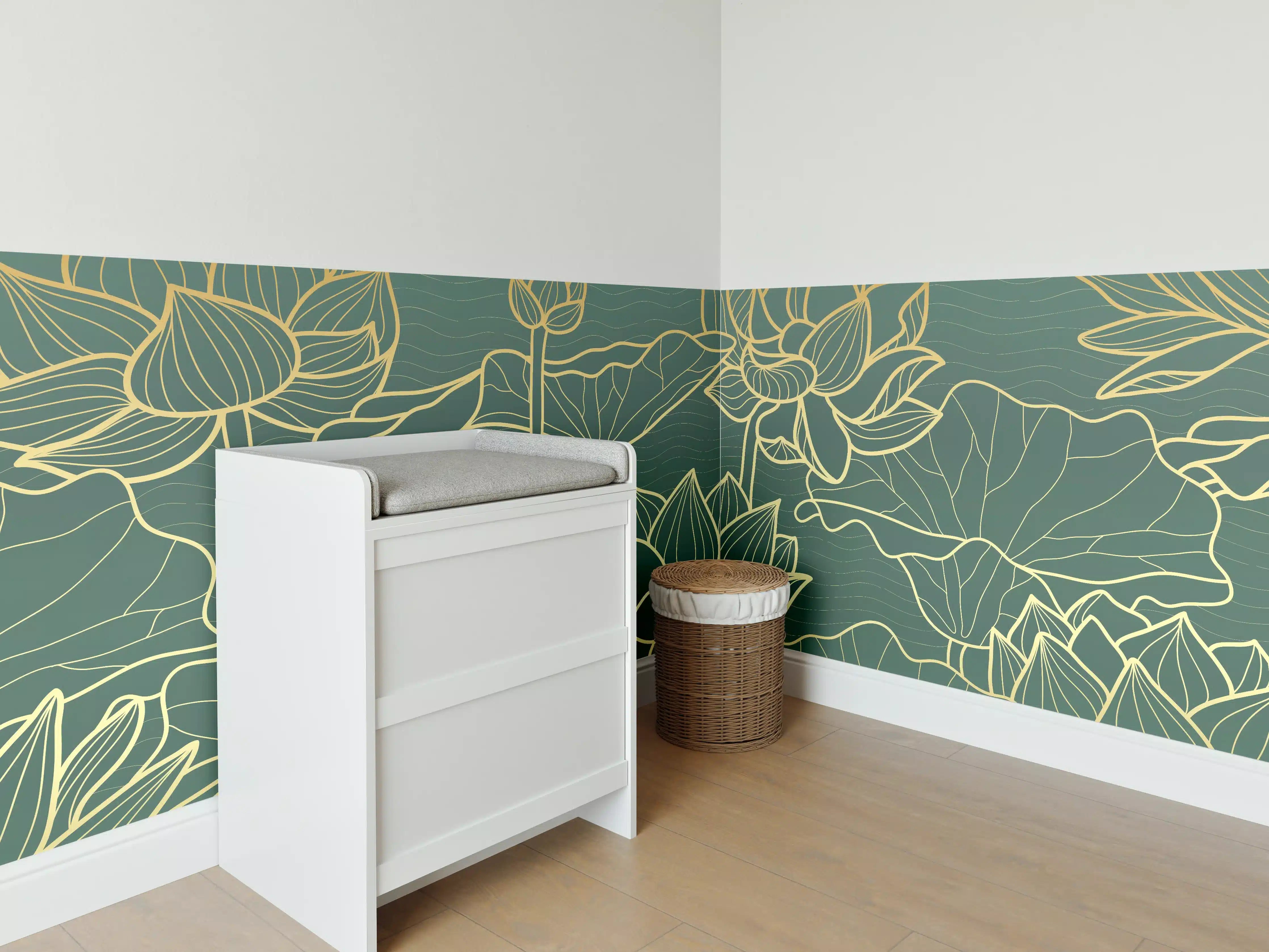 Babyzimmer Wandgestaltung - Abstrakte goldende Blüten