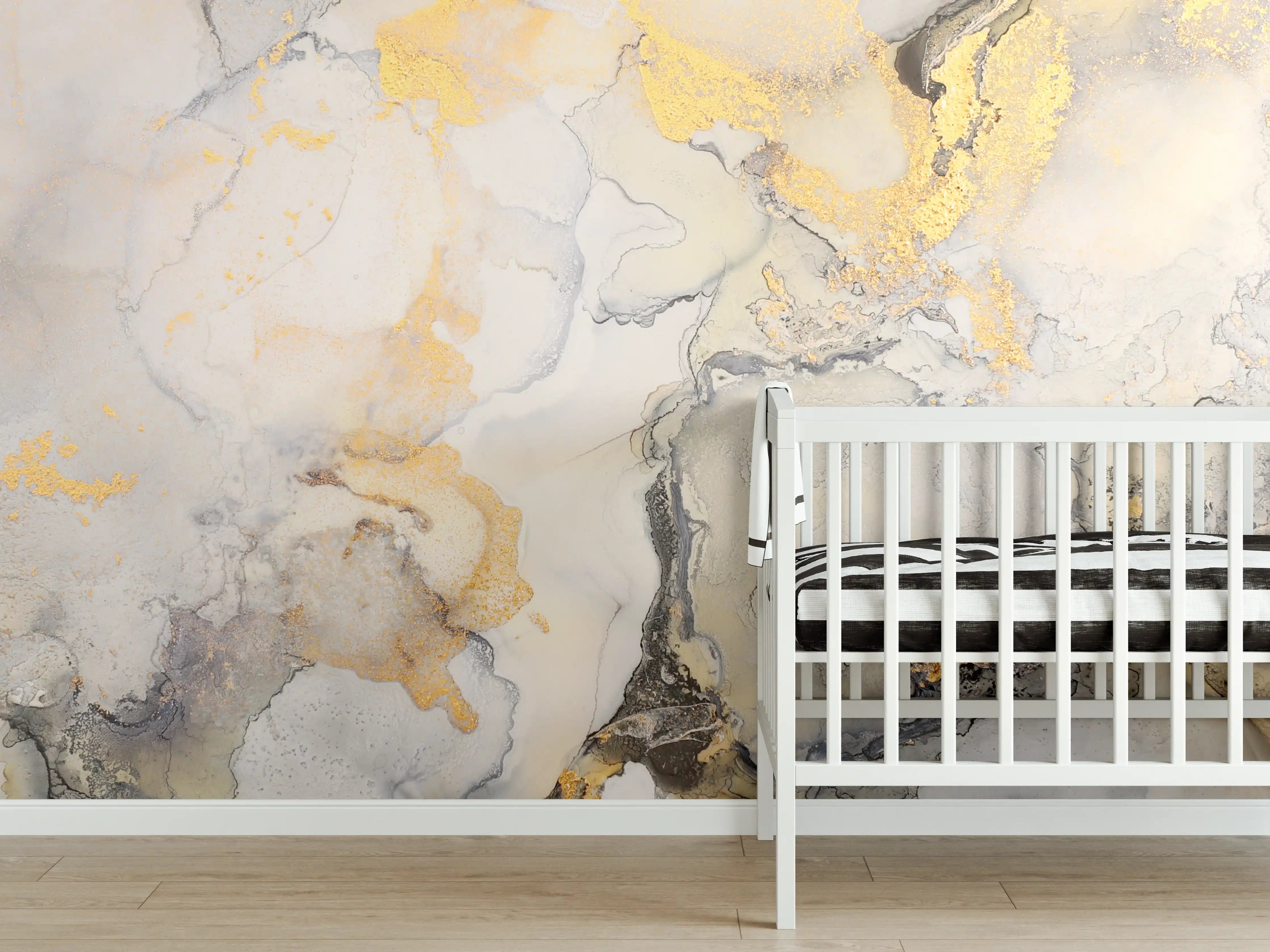 Babyzimmer Wandgestaltung - Abstrakte helle Flüssigkunstmalerei