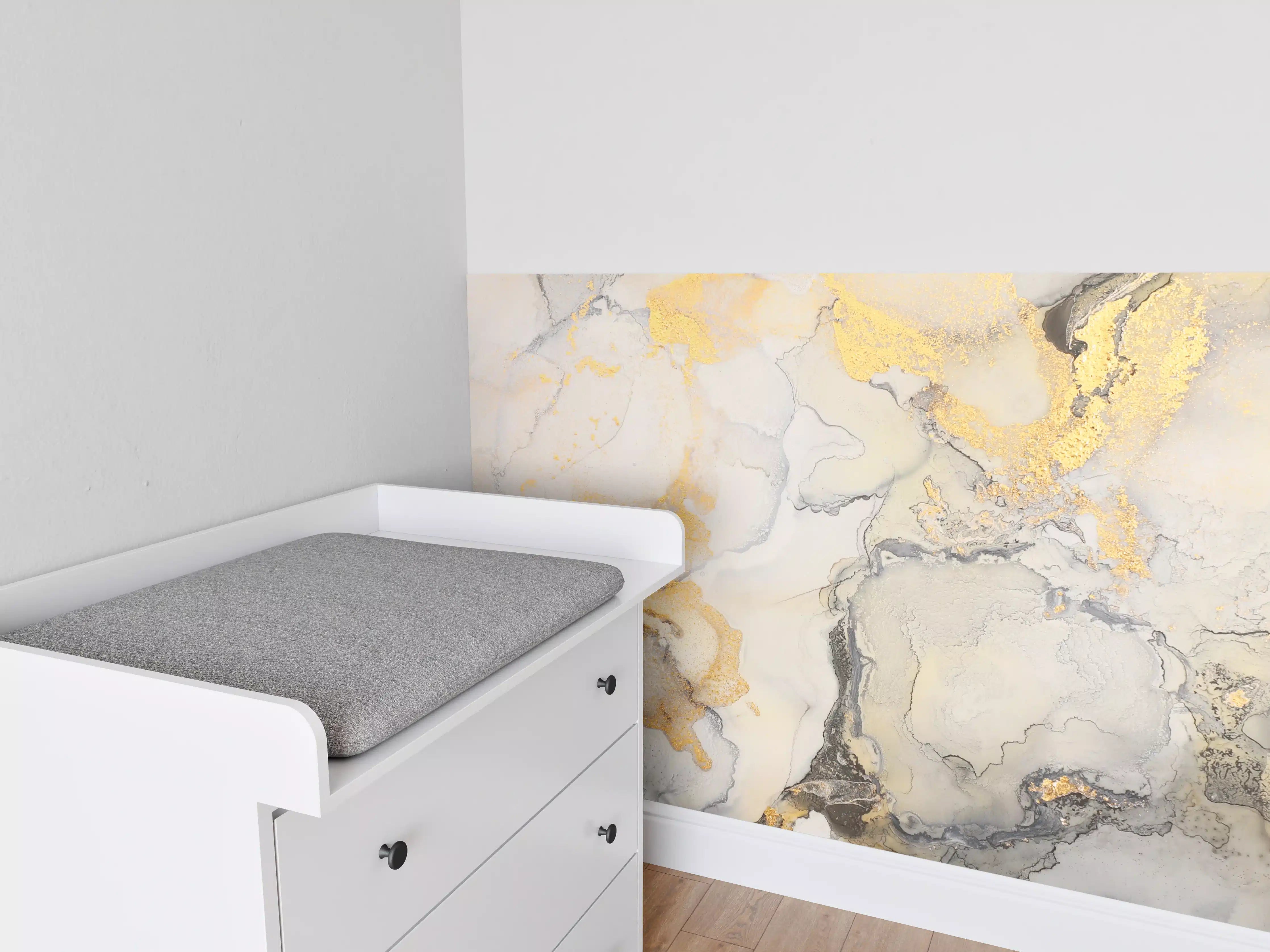 Babyzimmer Wandgestaltung - Abstrakte helle Flüssigkunstmalerei