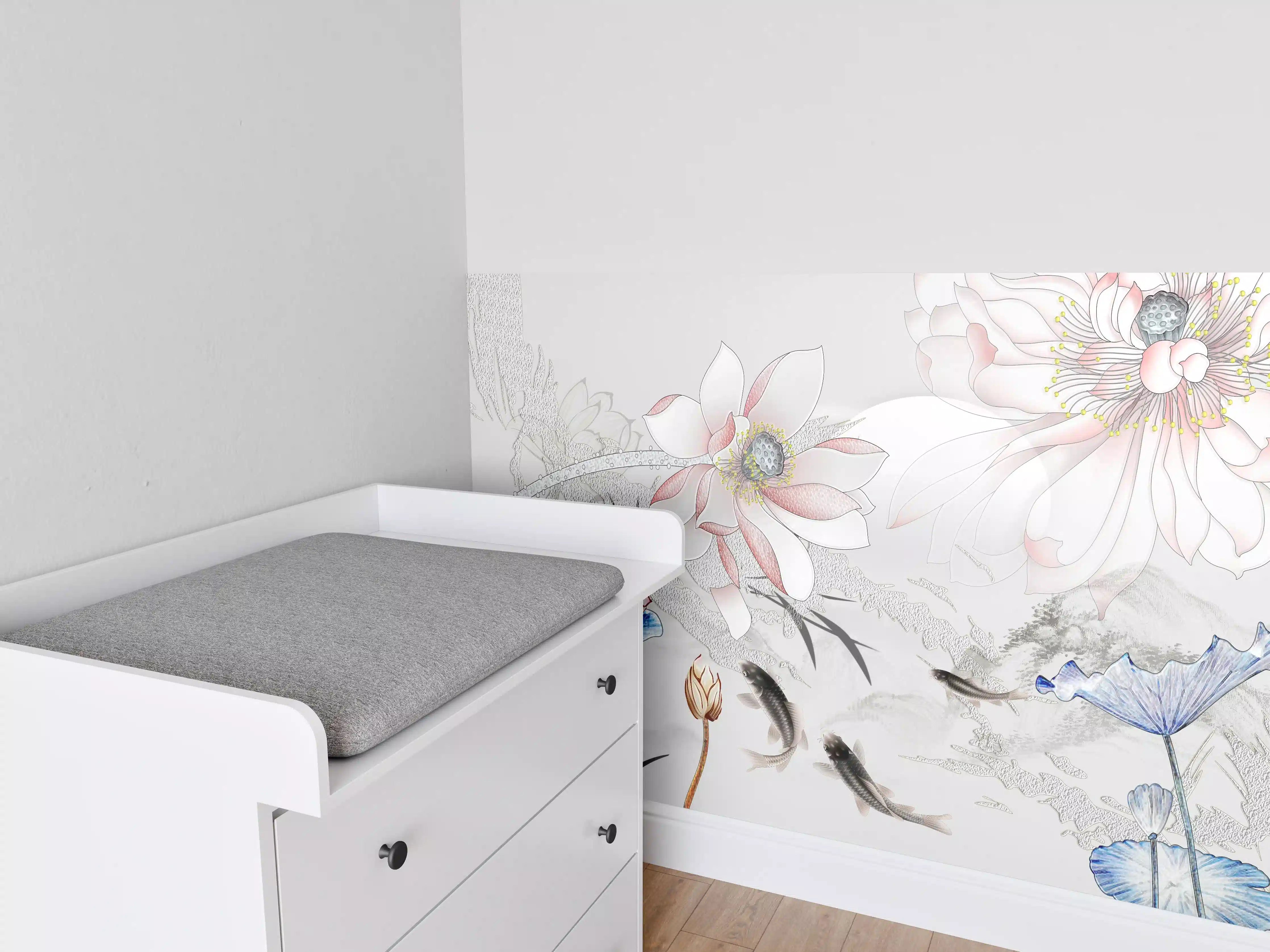 Babyzimmer Wandgestaltung - Abstrakte japanische Illustration