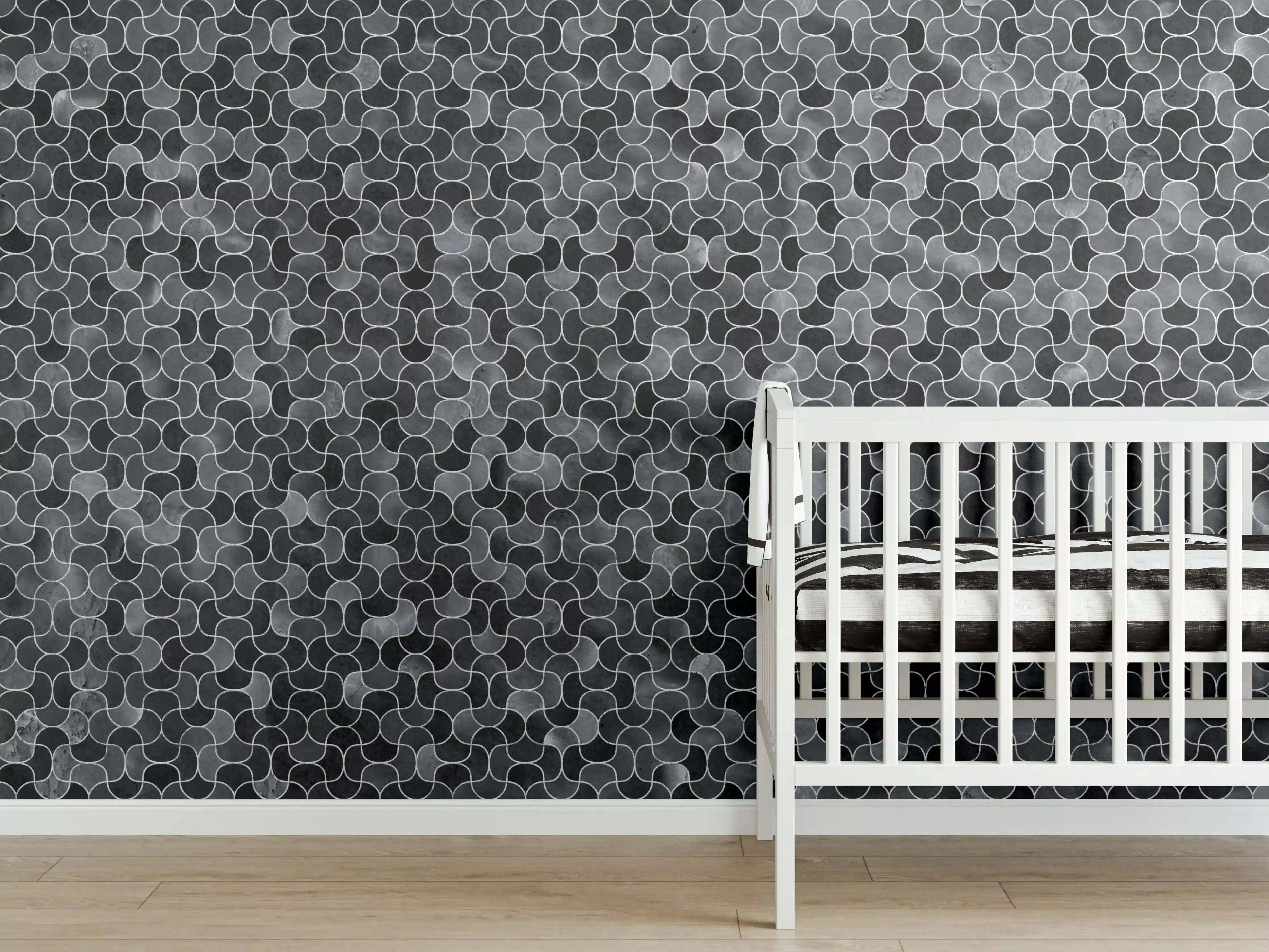 Babyzimmer Wandgestaltung - Abstrakte schwarze Pixel Mosaik Textur