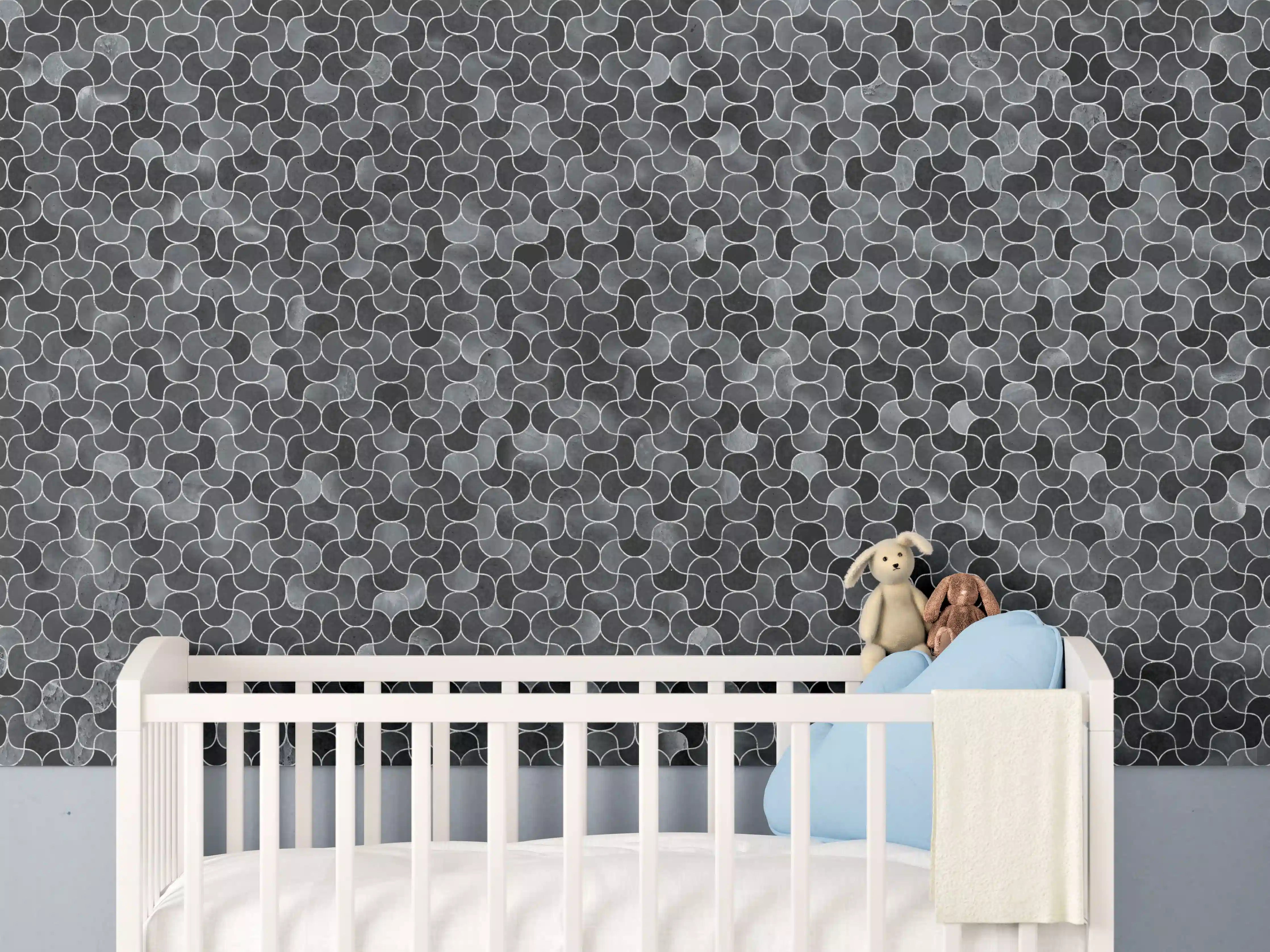 Babyzimmer Wandgestaltung - Abstrakte schwarze Pixel Mosaik Textur