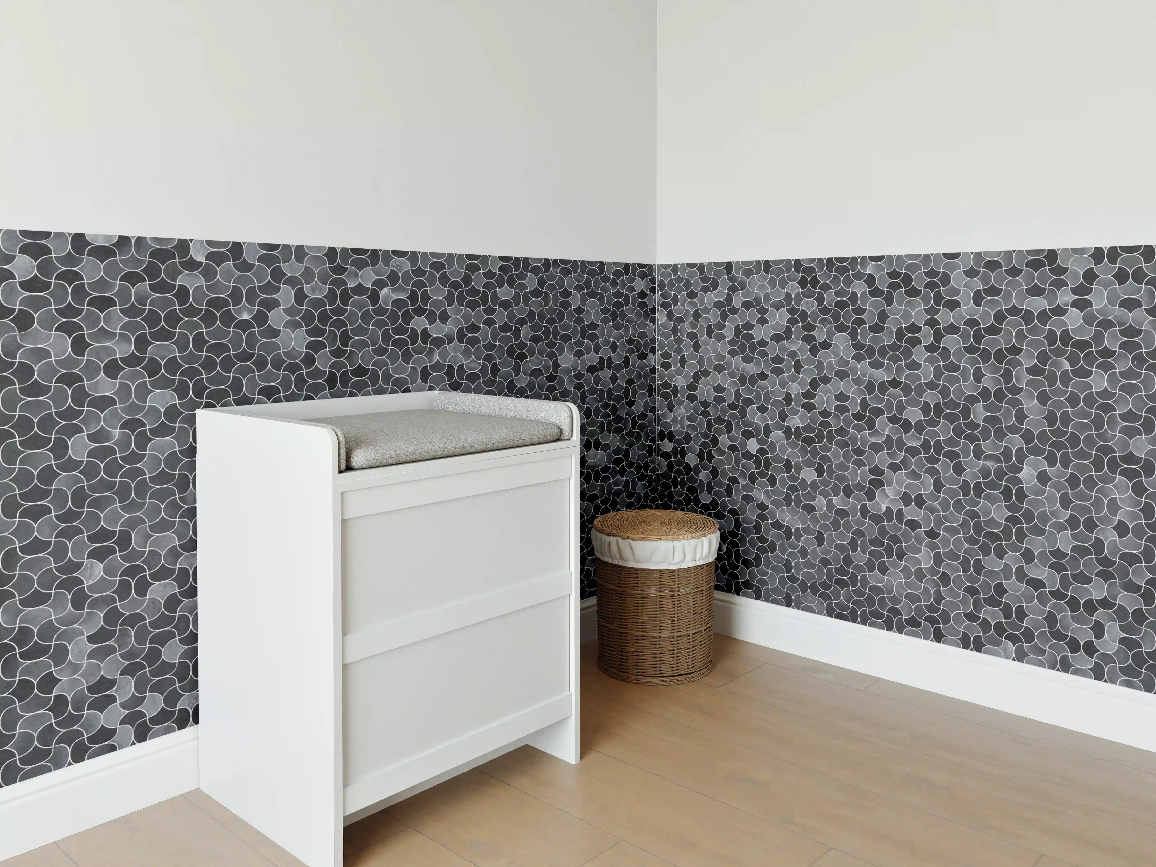 Babyzimmer Wandgestaltung - Abstrakte schwarze Pixel Mosaik Textur