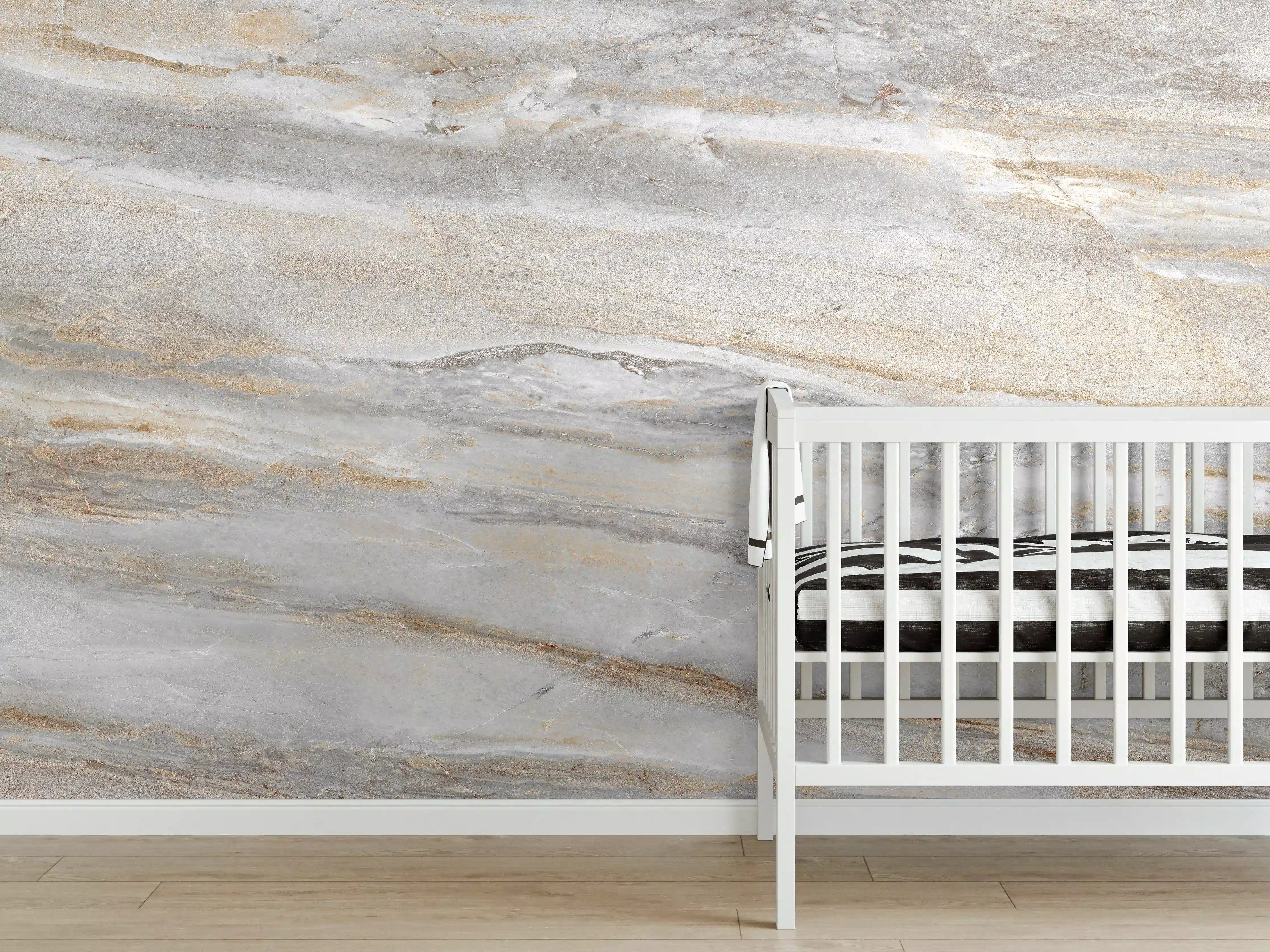 Babyzimmer Wandgestaltung - Abstrakter Marmor auf hellem Hintergrund