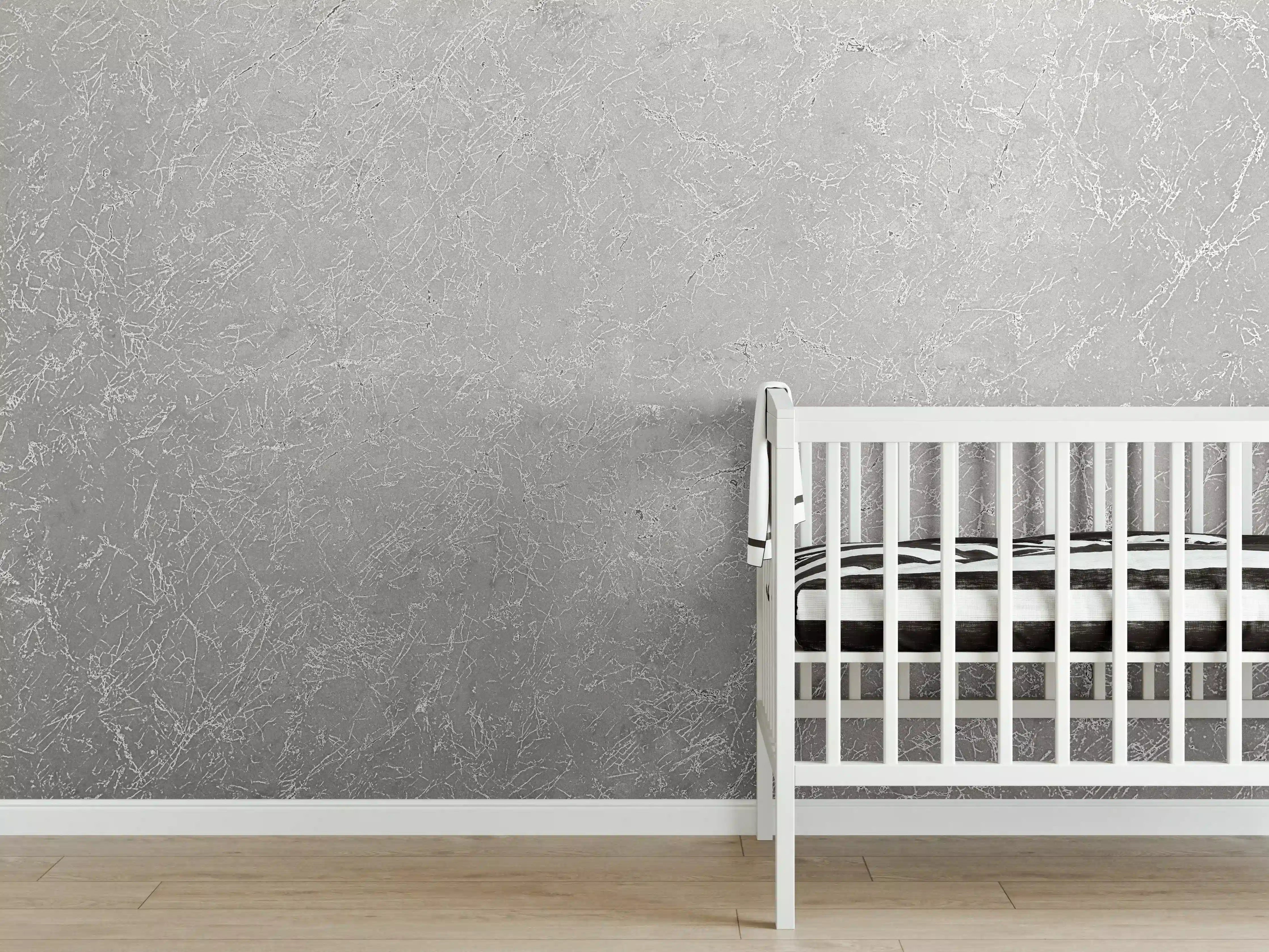 Babyzimmer Wandgestaltung - Abstrakter Silbermarmor