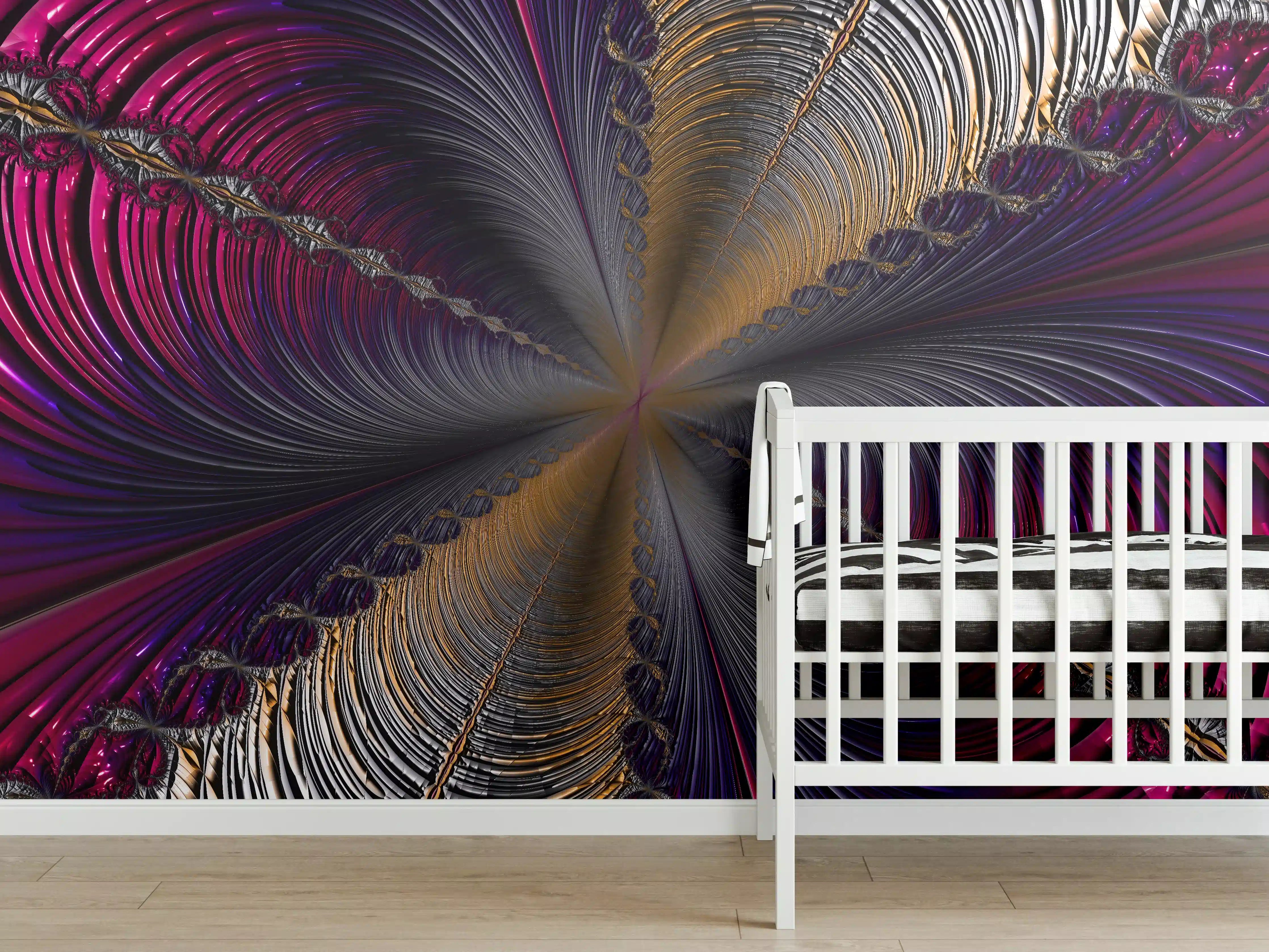 Babyzimmer Wandgestaltung - Abstrakter lila Tunnelblick