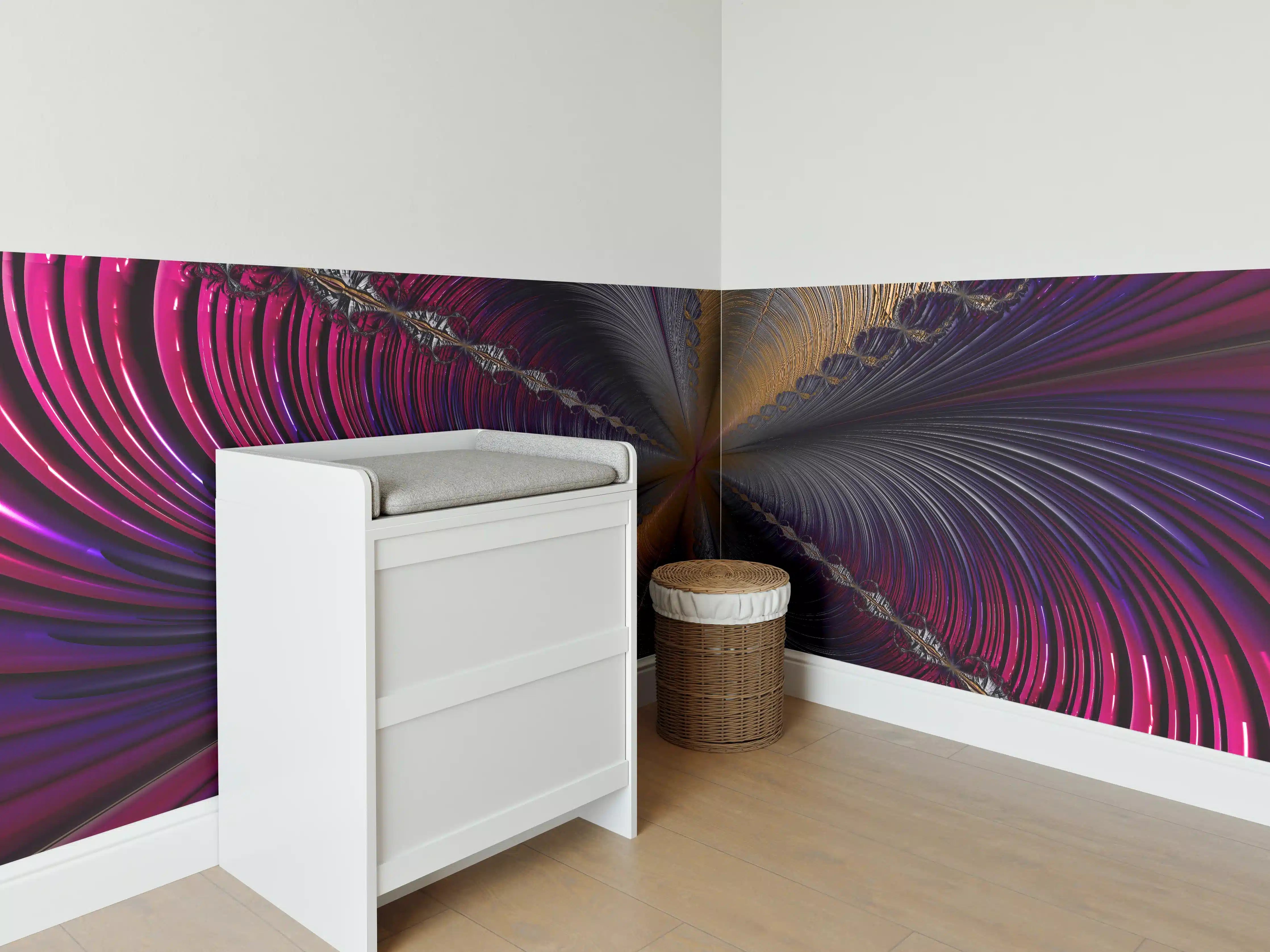Babyzimmer Wandgestaltung - Abstrakter lila Tunnelblick